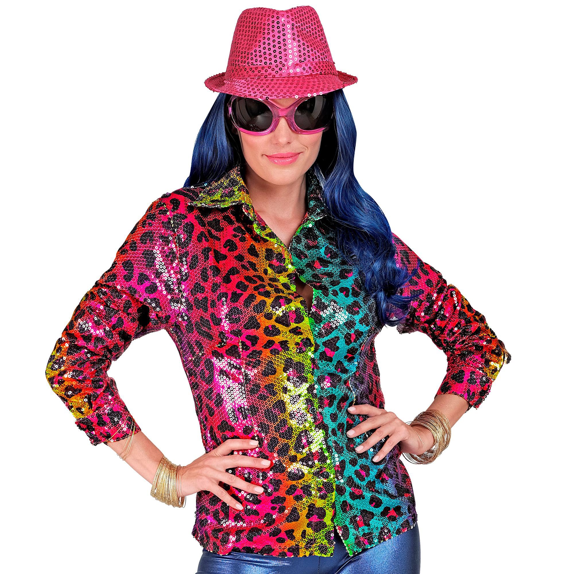W WIDMANN Milano Party Fashion Damen Party Fashion Pailletten Bluse mit Motiv Bluse (1er Pack)