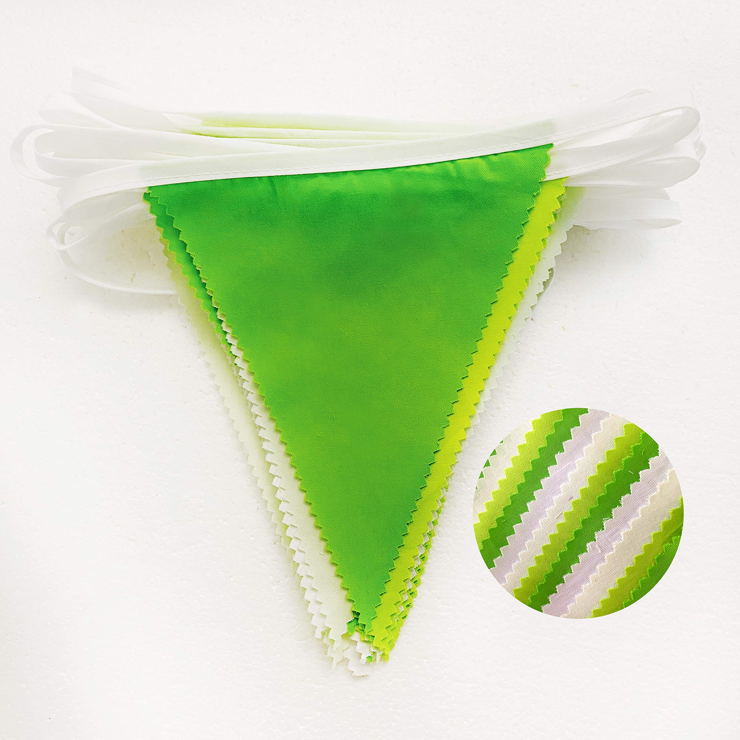 Guirnalda de banderines de Tela con Bandera Triangular de 10 m para Boda, Fiesta de cumpleaños, casa, guardería, jardín, decoración de Festivales (Verde+36 Piezas)