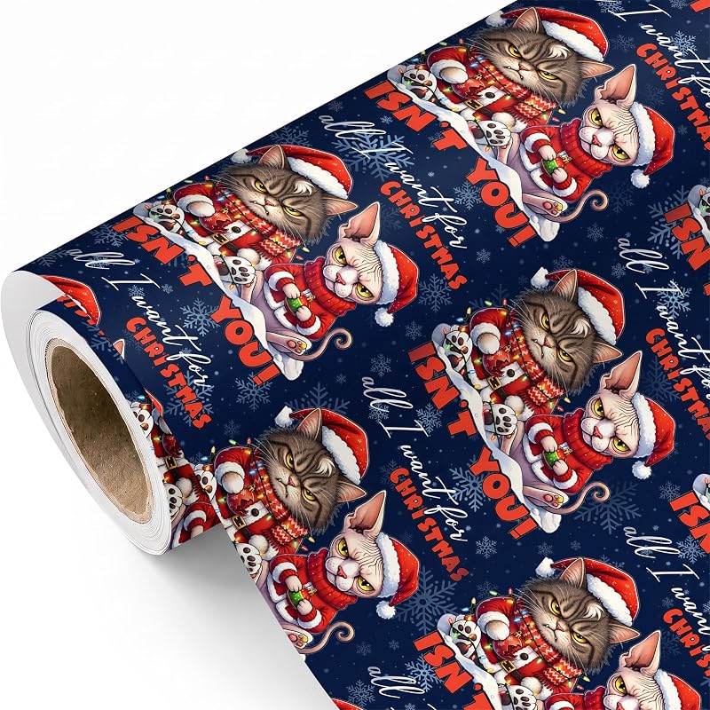 Dtiafu Cat Christmas Wrapping Paper Roll – product photo 9 of 9