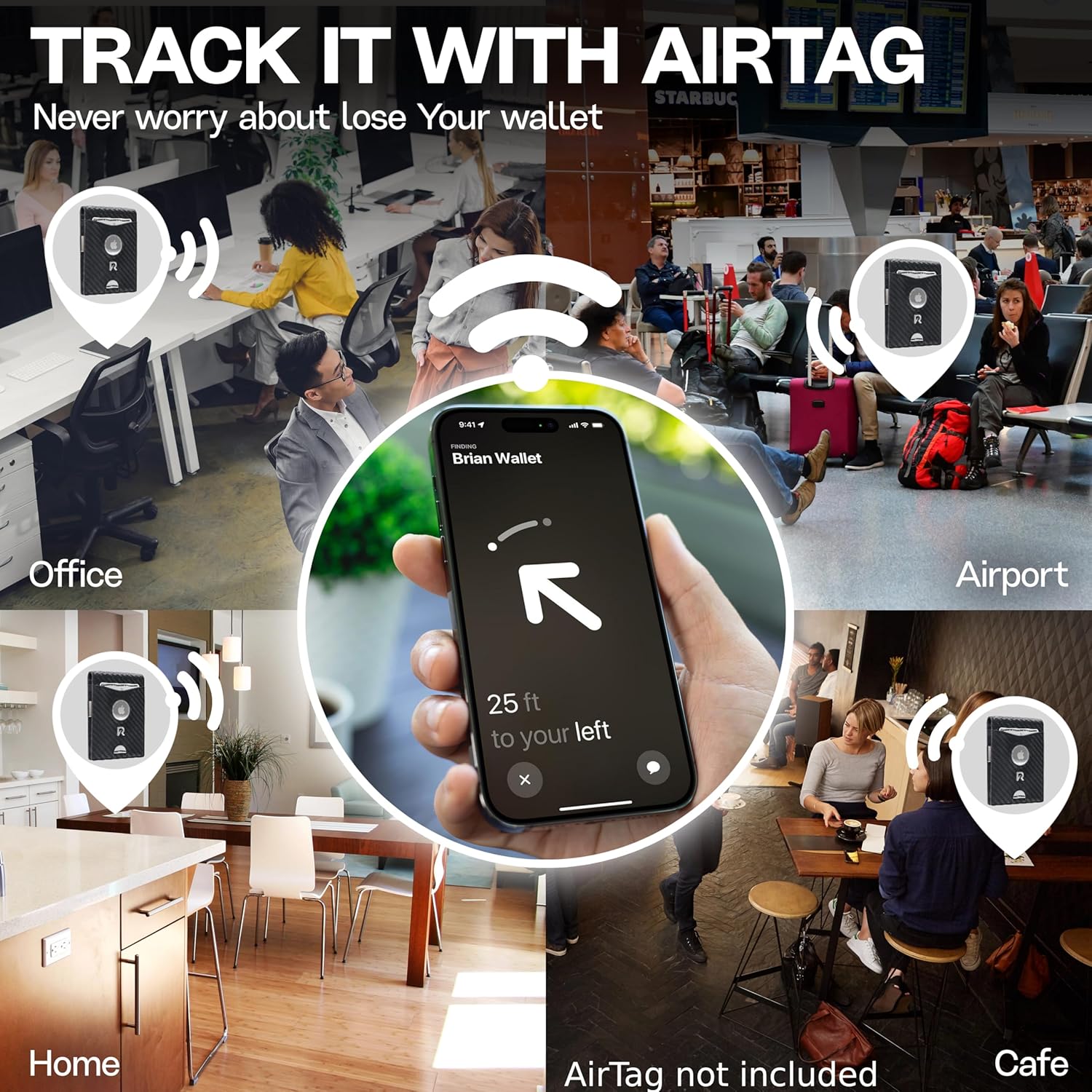 Slim Wallet for Men with AirTag Pocket - RFID Blocking Money Clip Mens Wallet, Minimalist Credit Card Holder, Front Pocket Bifold - Gift Box Included - Image 3