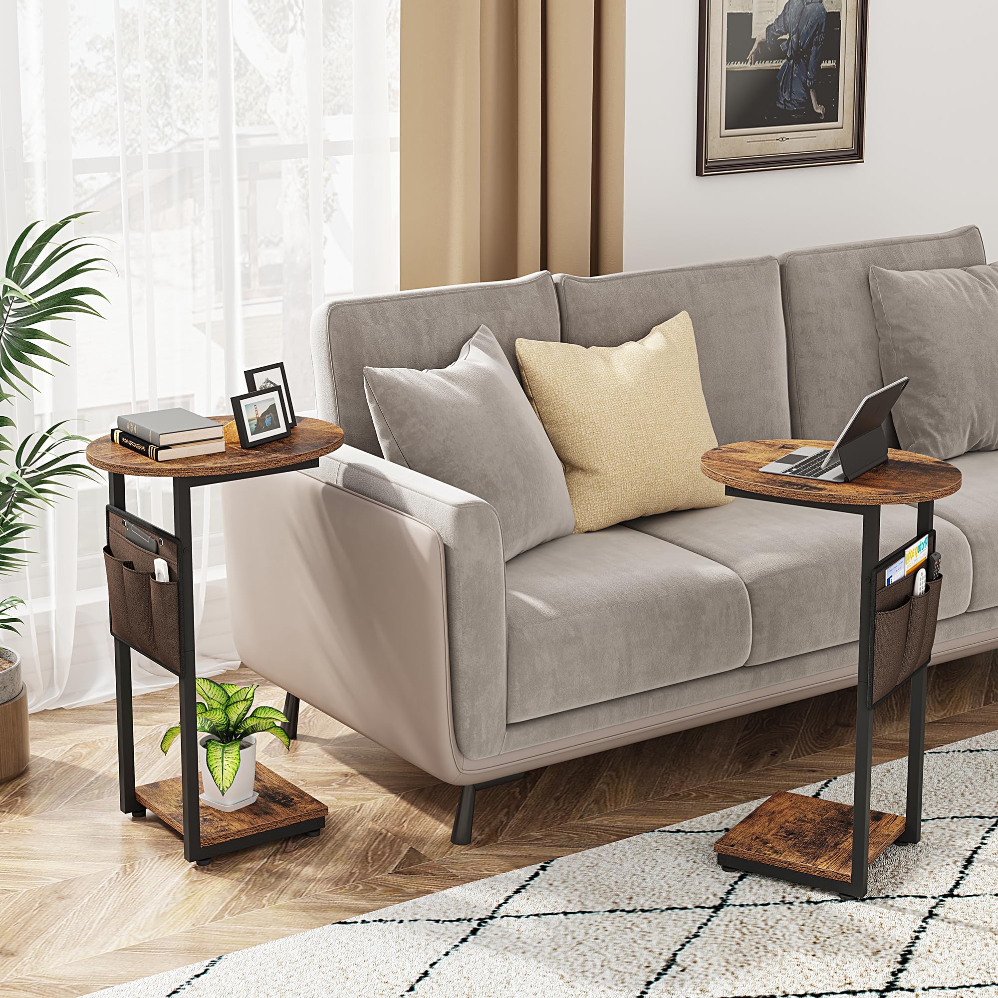 Snapklik.com : Vagusicc C Shaped End Table For Couch, Side Table Small