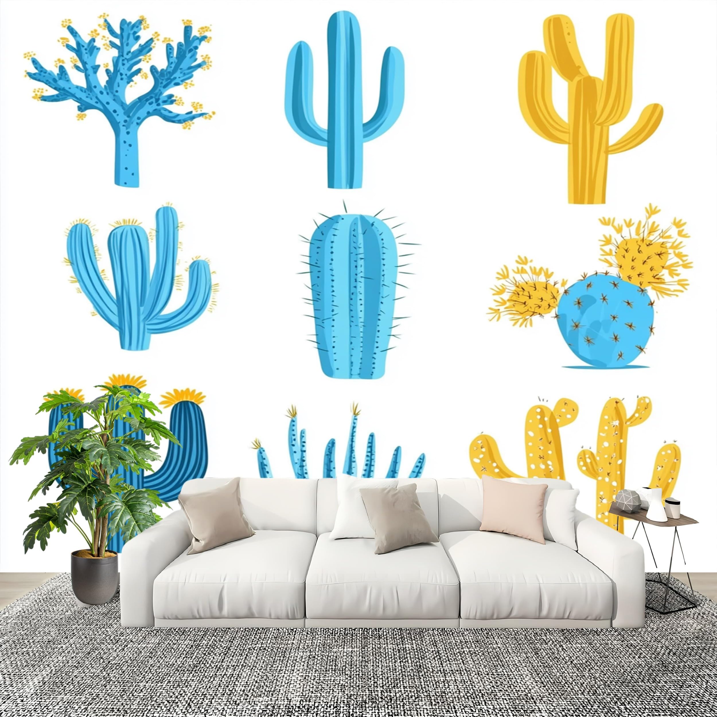 Papier peint panoramique cactus 300x210 cm intissé pour chambre enfant