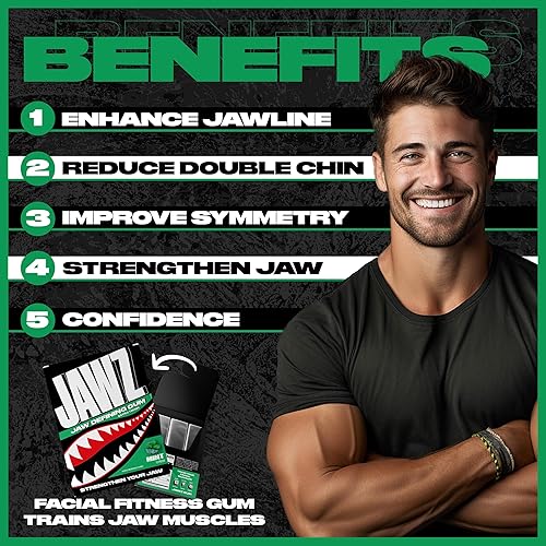 Miniatura 3 de Jawline - Goma de mascar sin azúcar menta (10 paquetes) (120 piezas) - Ejercitador de mandíbula para ayudar a moldear la mandíbula - Reductor de