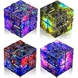Skylety Cube Anxiety Relief Toy Hand Held Magic Sensory Stress Cube Toy for Adults Relieve Stress Christmas Party Favors(4 Pcs,Galaxy)