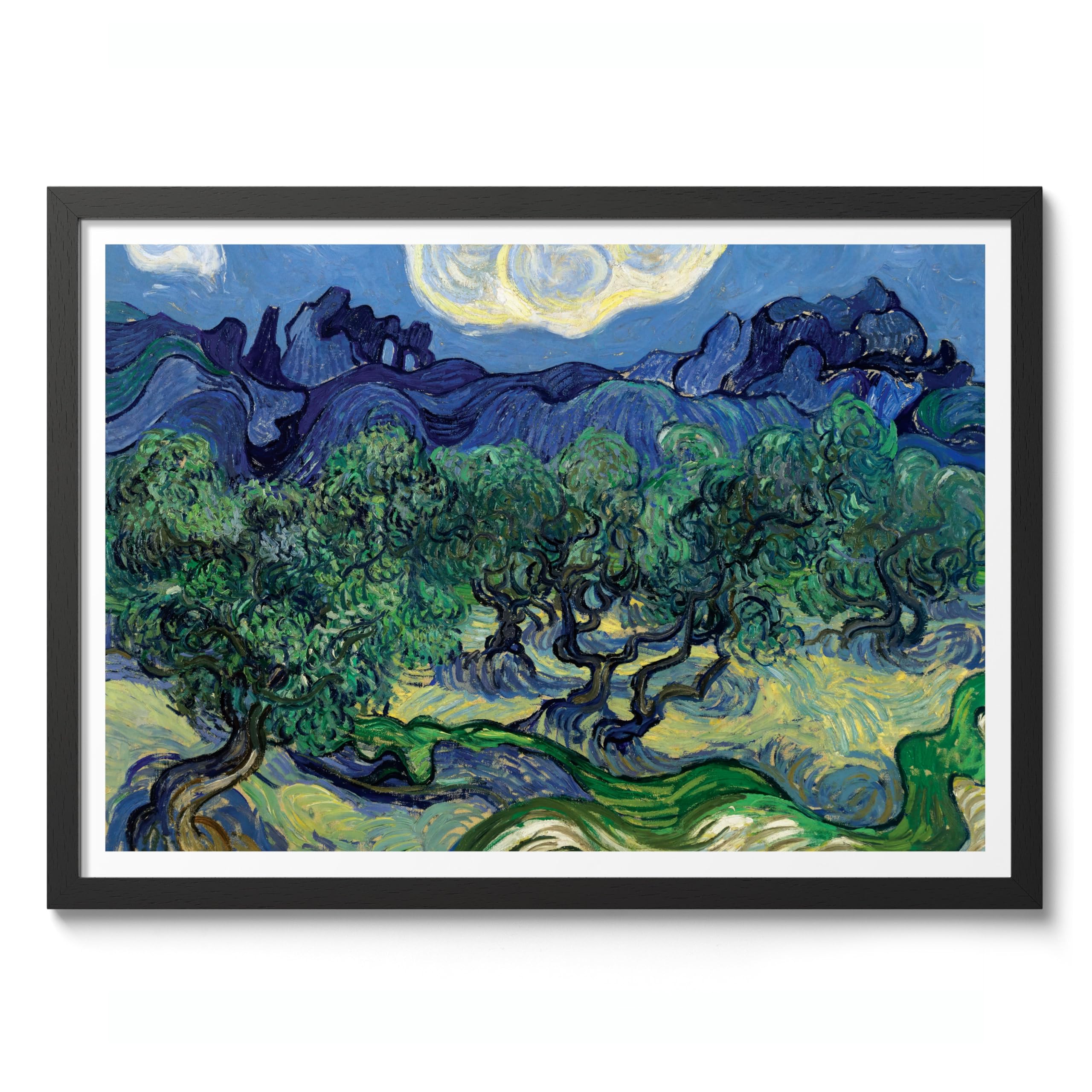 The Olive Trees Vincent Van Gogh Print, Classic Famous Oil Painting Print, Modern Art Exhibition, Home Decor Wall Art, Archival Matte, A5 (Black Frame) - 21x14.8cm — image 1