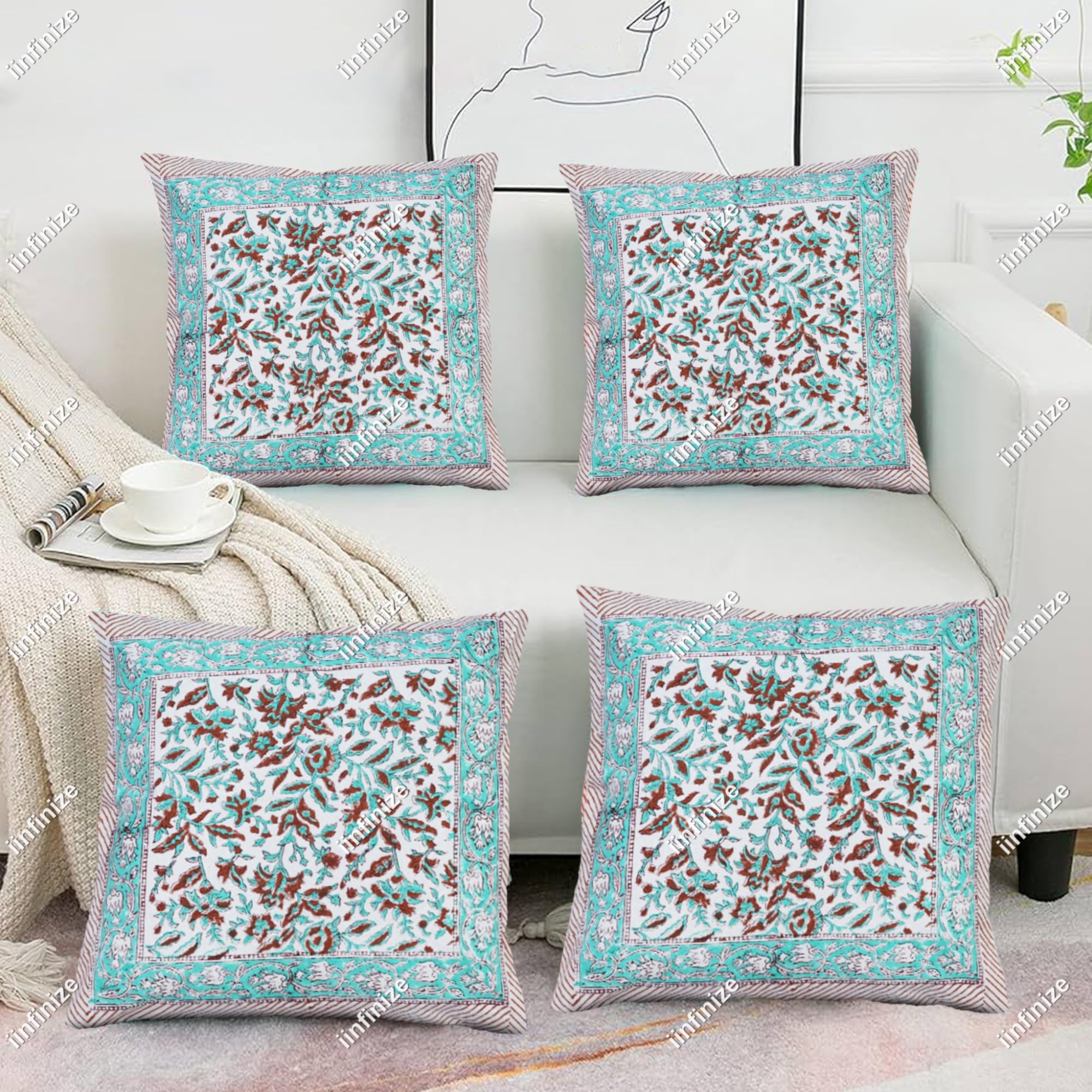 Housse de coussin floral coton 41x41 cm pour décoration canapé salon