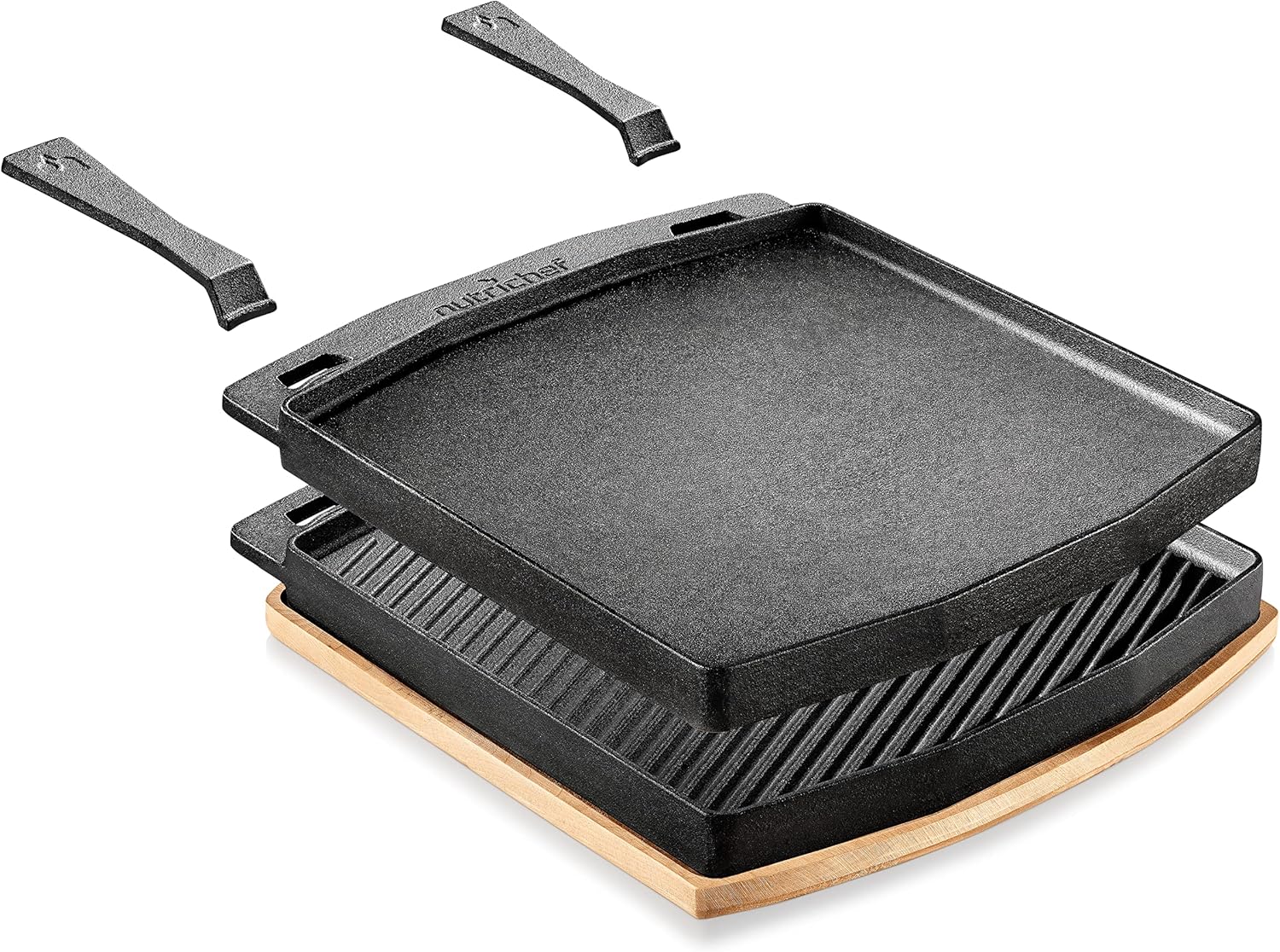 NutriChef Cast Iron Reversible Grill Plate Griddle Skillet Flat Grill
