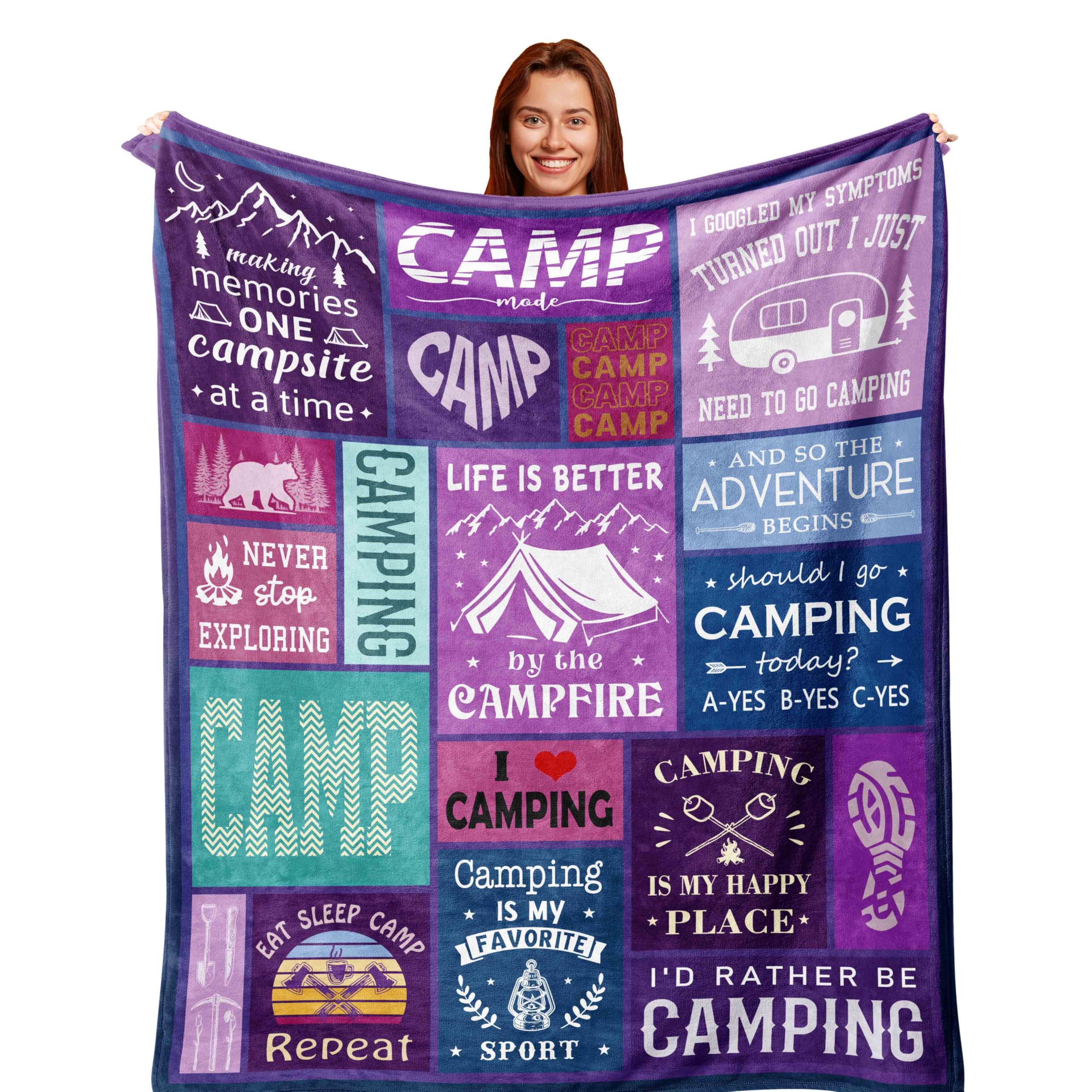 Cool Camping Gifts for Women Men Camping Blanket Essentials for Camp Lover Gifts for Campers Rv Owners Camper