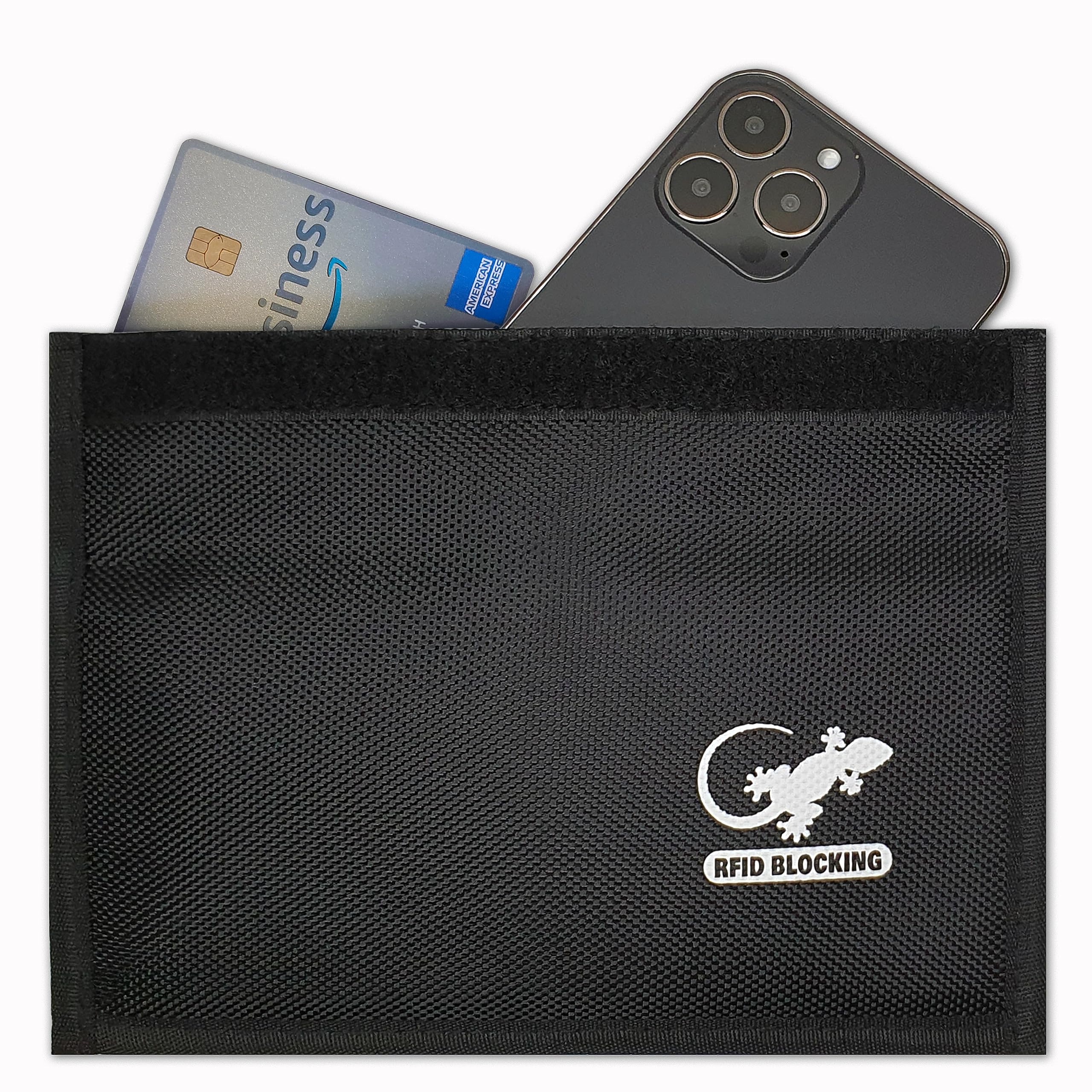 Gecko Travel Tech Faraday Bag Anti-Tracking GPS RFID Car Key Signal Blocker Wallet Shielding Pouch Protective Case for Cell Phone Car Key FOB, Data Privacy, Electronic Device Security (BLACK - NYLON)