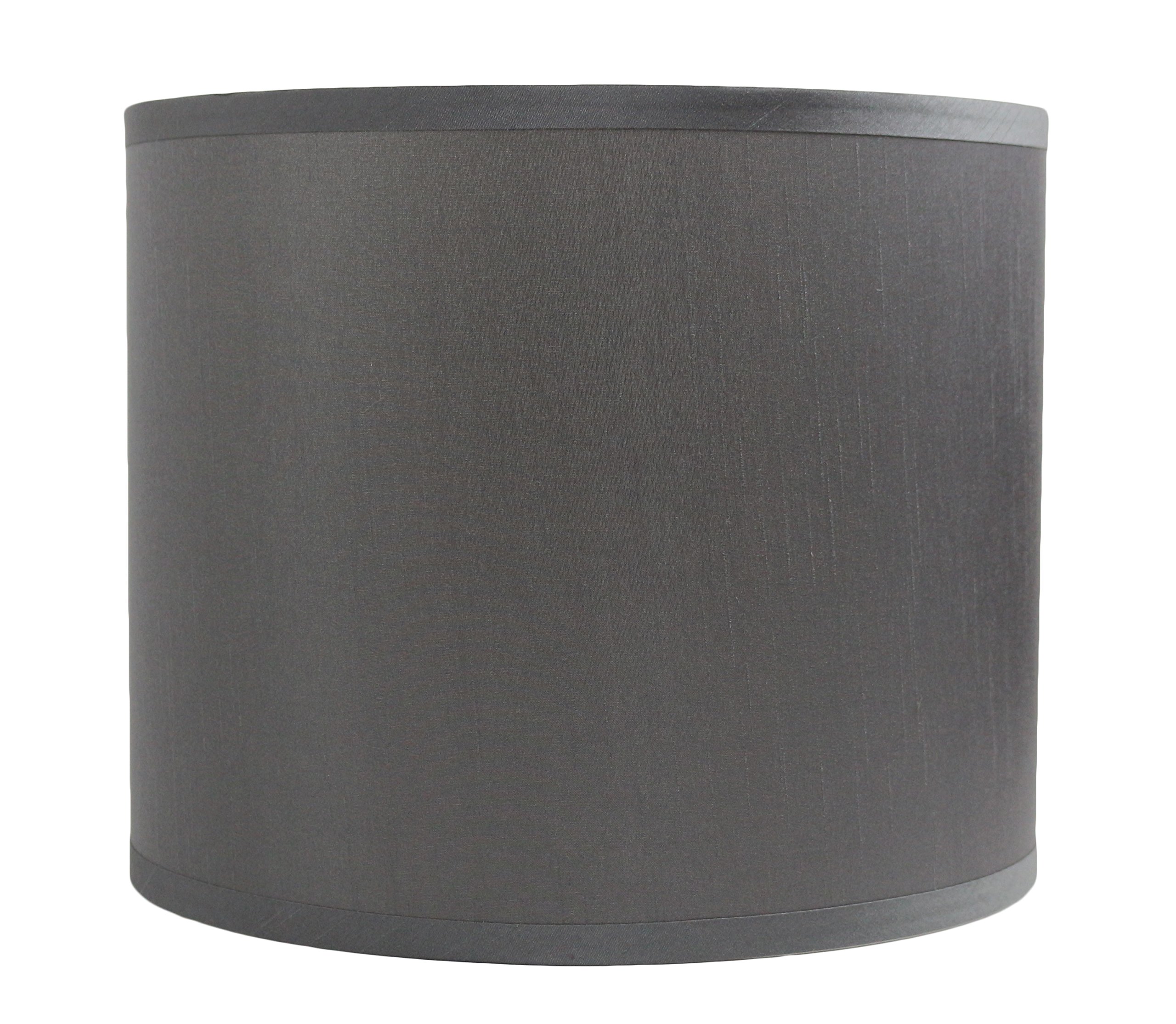 Urbanest Faux Silk Drum Lampshade, 12-inch By 12-inch By 10-inch, Gray, Spider Fitter