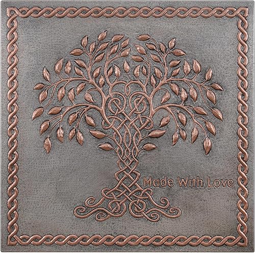 Miniatura 3 de Kitchen Backsplash, Celtic Tree of Life with Celtic Knot Border Copper Kitchen Backsplash, Custom Copper Backsplash Panel, Handmade Copper