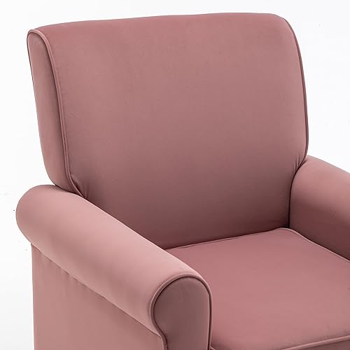 Miniatura 77 de Sillón clásico con marco de madera de abedul y cómodos reposabrazos enrollados, sillones para sala de estar, dormitorio y decoración de oficina,