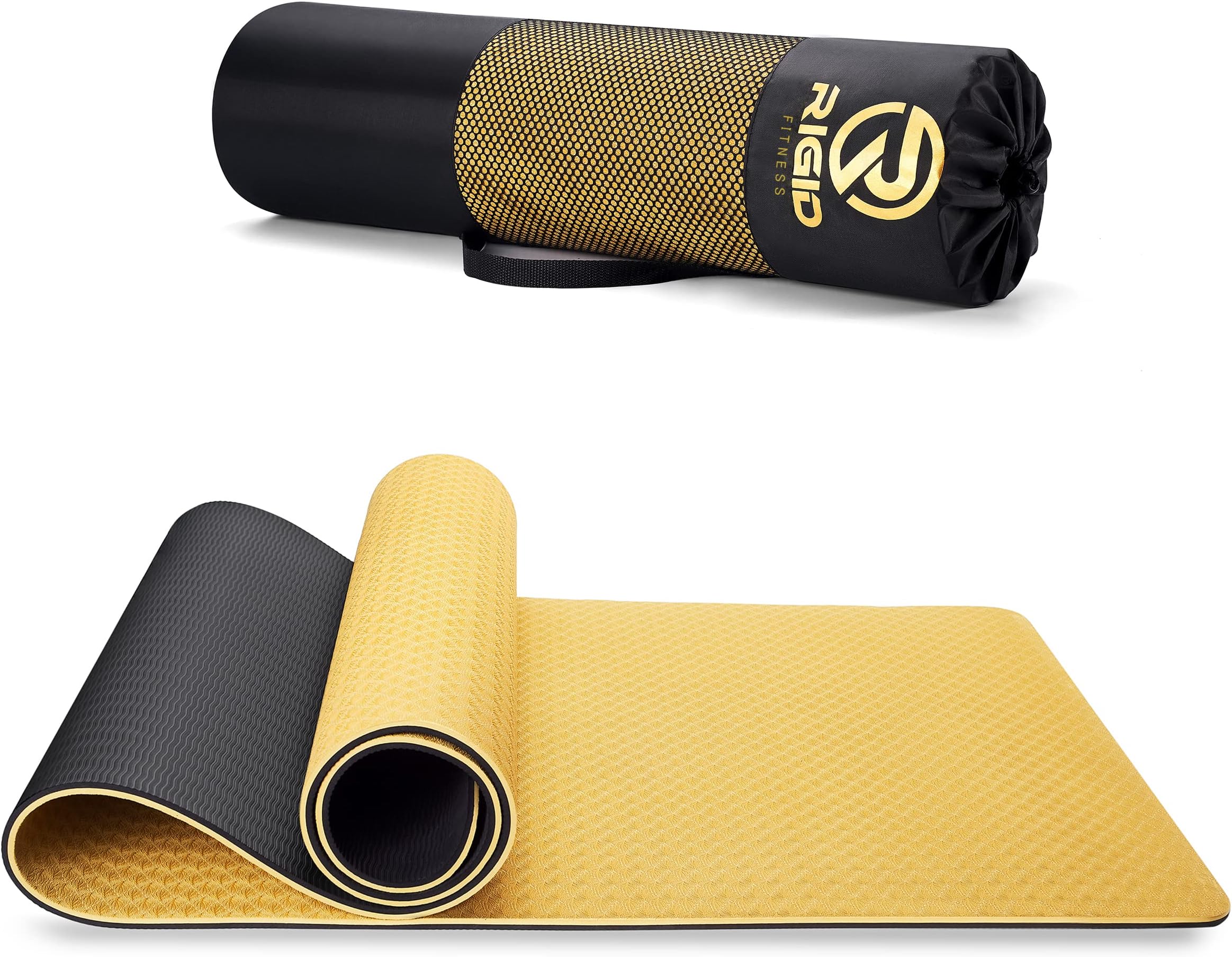 RIGID FITNESS 8mm EcoFriendly Flexible TPR Yoga Mat with Strap, Bag
