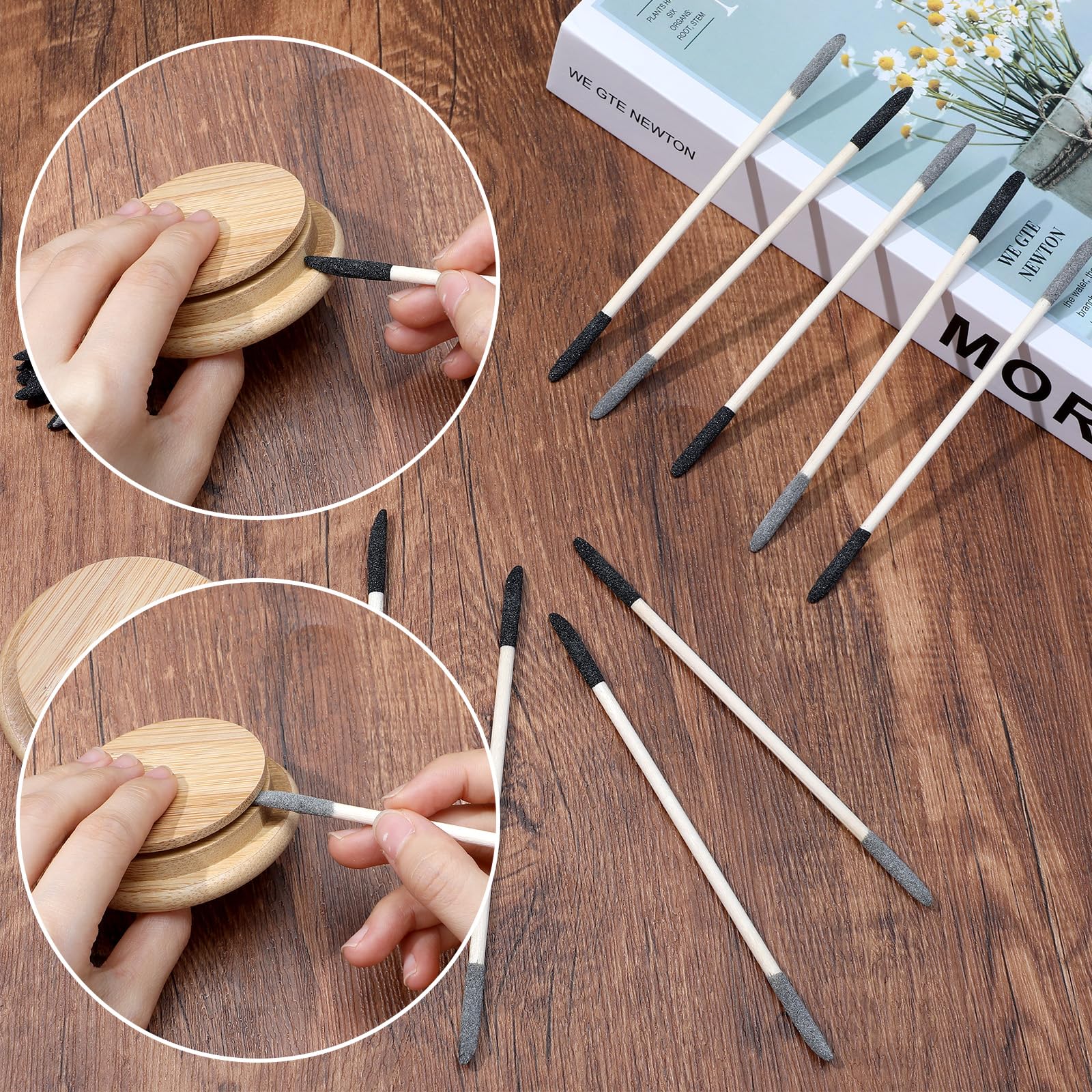 Schleifstäbchen 20 Stück Schleifstab Set für Feine Details, Schleifpapierstäbe mit zwei Enden Abgeschrägte Polierstäbchen für Kunsthandwerk Kunststoffmodellbau Entfernen von Kleber und Schmutz