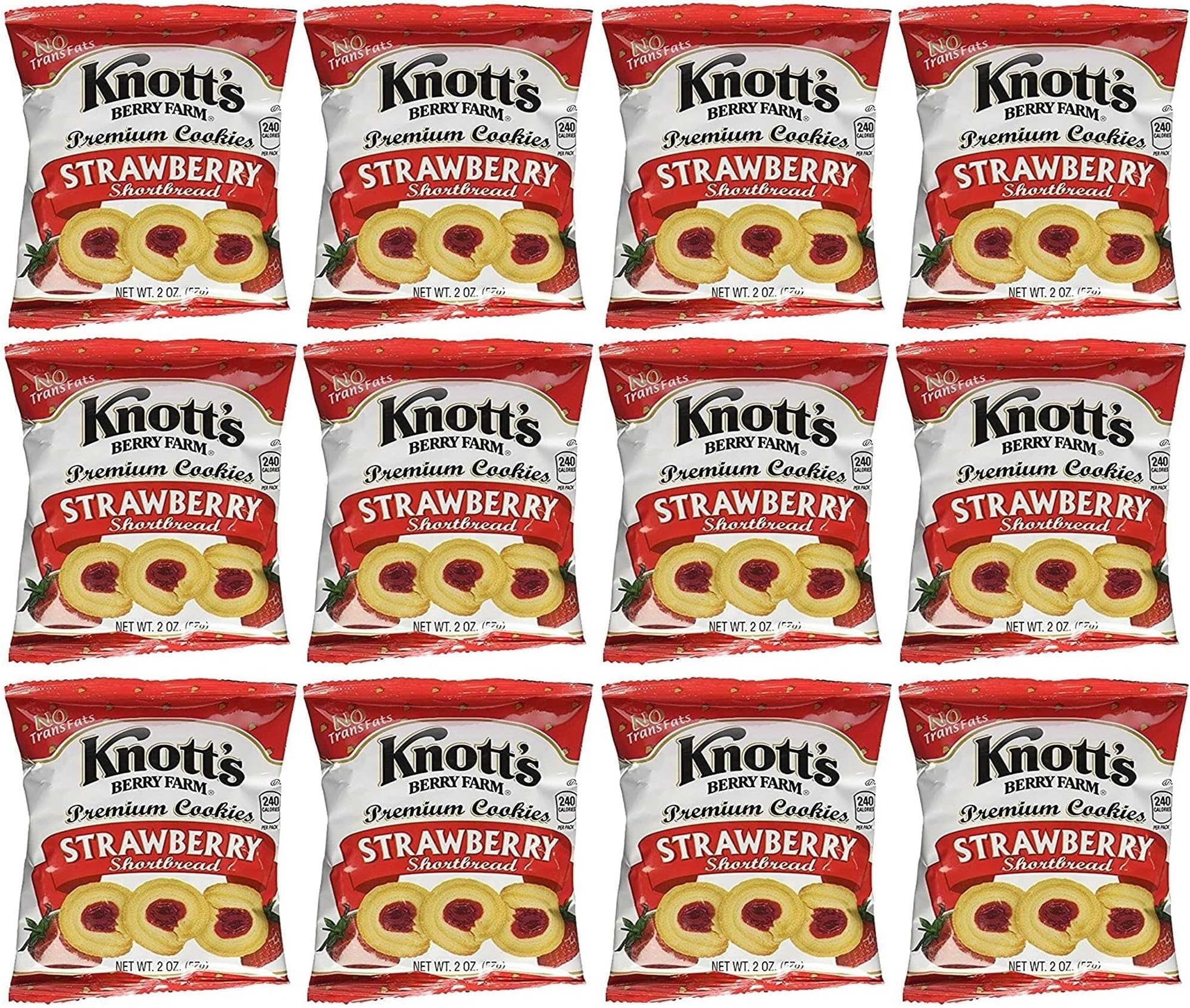 Knott's Berry Farm Strawberry Shortbread Cookies, 2 Oz (Pack of 12)