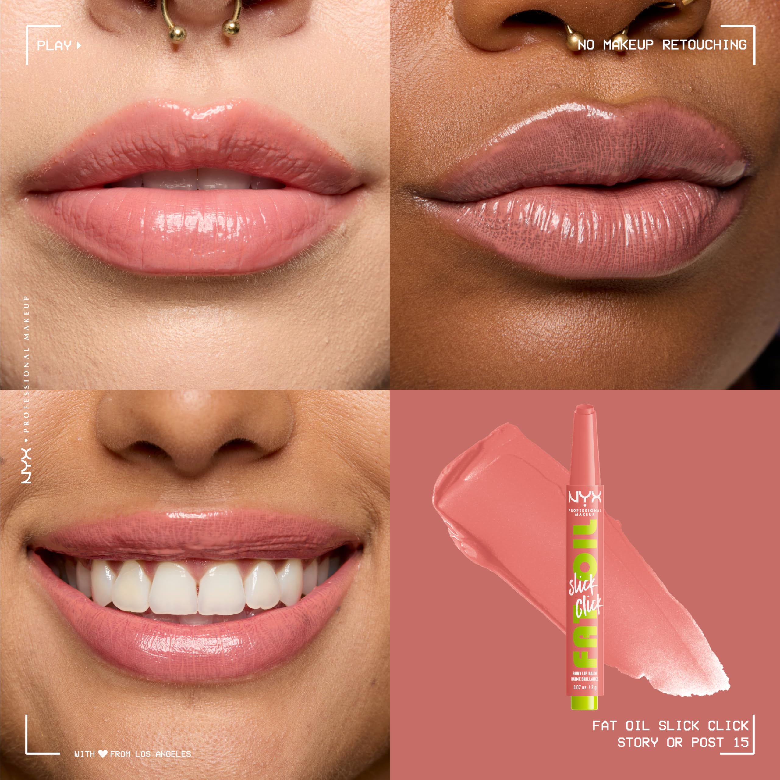 NYX Professional Makeup Fat Oil Slick Click Lip Balm, Everyday Wear Non-Sticky Buildable Lip Oil, Story Or Post - Image 2