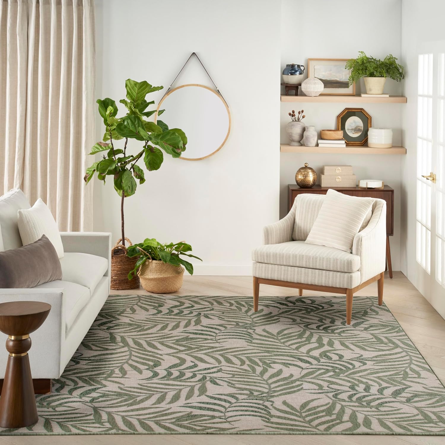 Nourison Home Garden Oasis Ivory Green 9' x 12' Area Rug - Easy Clean, Non Shedding, Bed Room, Living Room, Dining Room, Kitchen (9' x 12')
