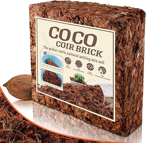 SUMLOTY Chips de coco para plantas  Chips de cáscara de coco orgánico de 10 libras con baja EC y pH equilibrado, sustrato de coco de alta expansión,
