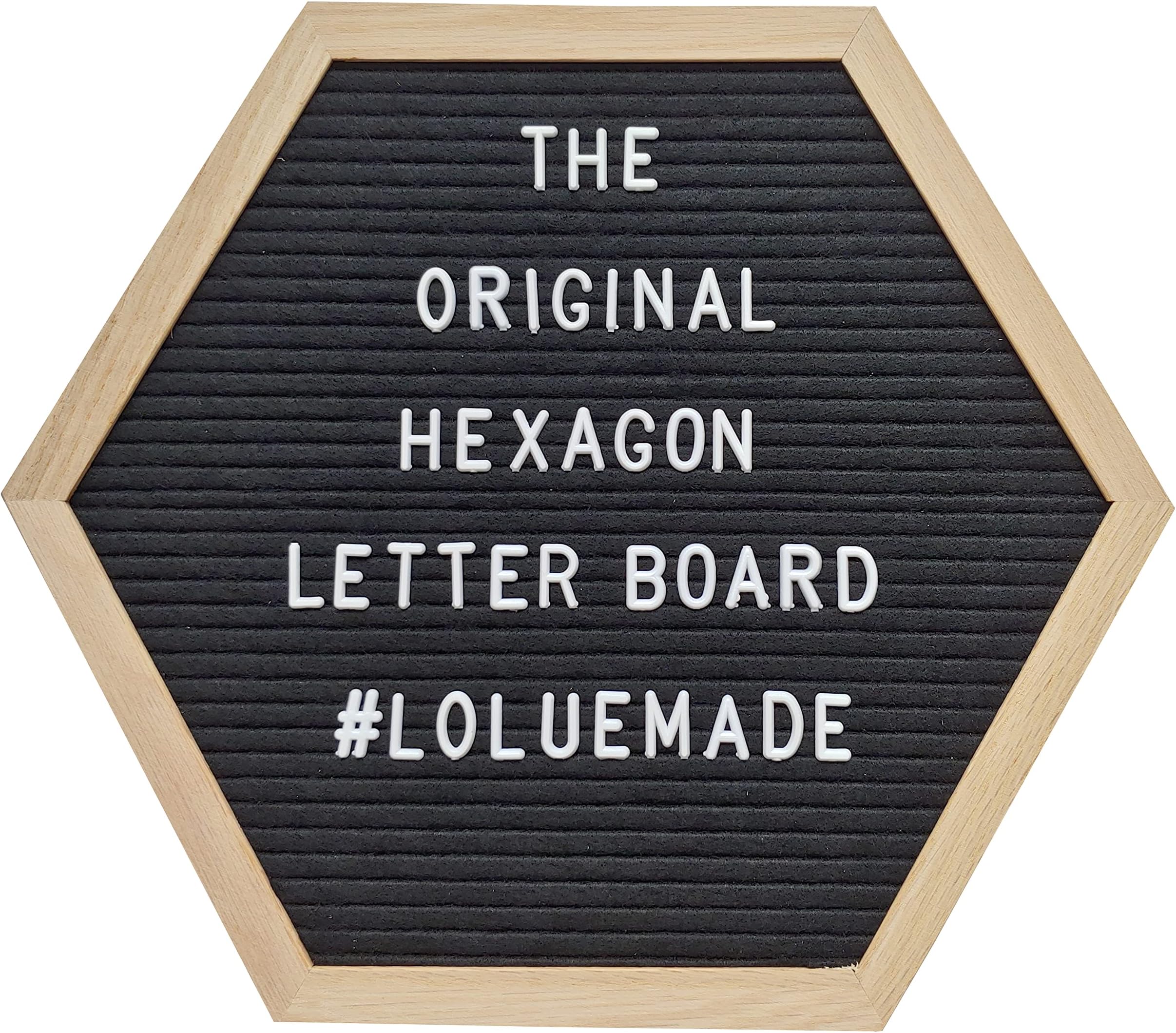 The Original Hexagon Felt Letter Board, 12 Inch x 14 Inch: Includes 360 Letters, Numbers & Characters and Free Wall Mounting Hook, Wood Easel Stand, Multi-Use Scissors, and Canvas Bag (Black)