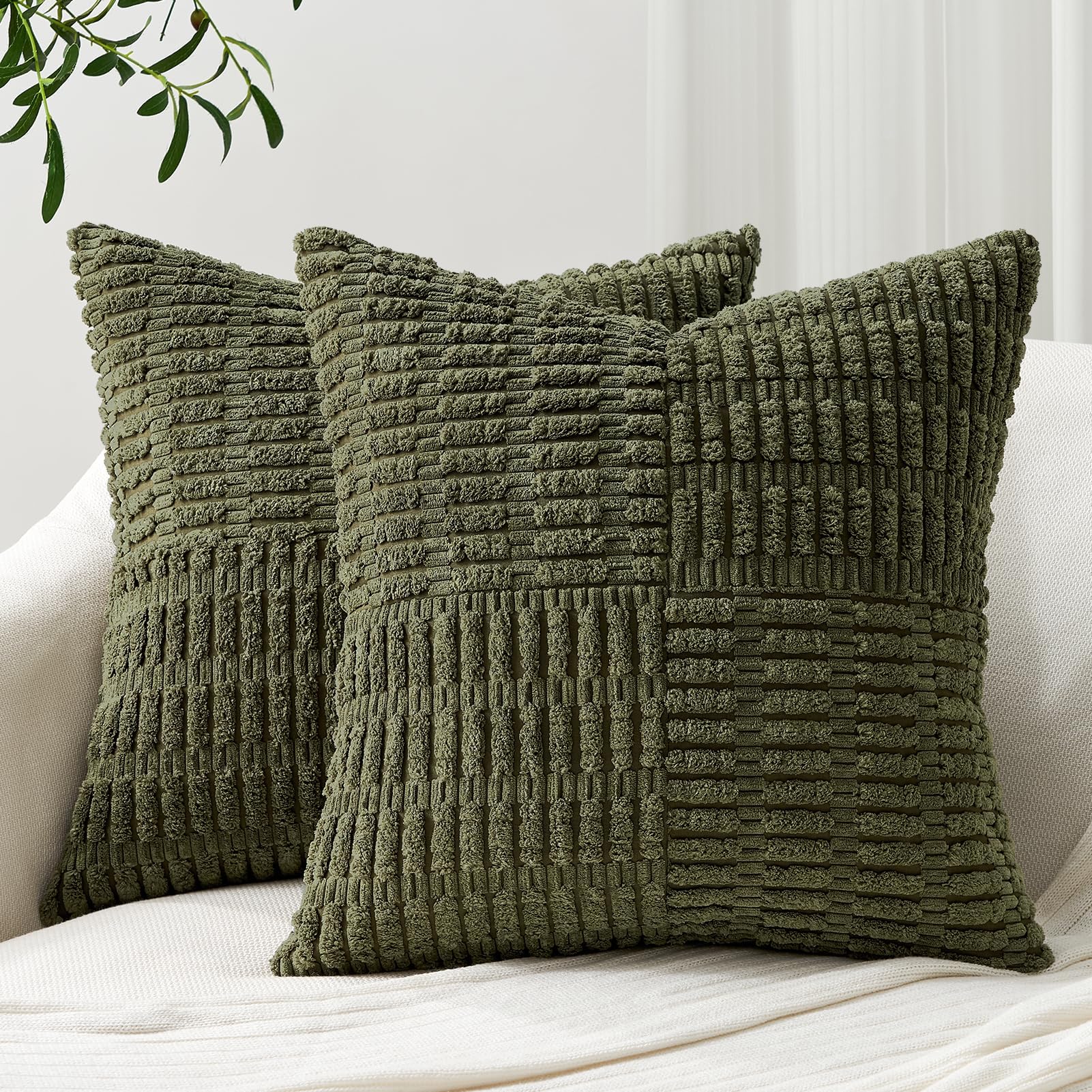 Amazon.com: Topfinel Olive Green Decorative Throw Pillow Covers 18x18 ...
