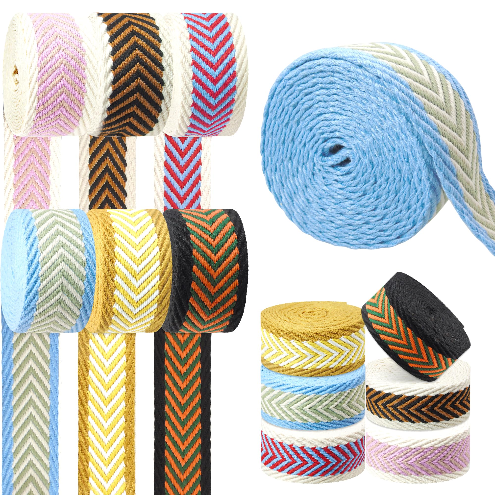 Grosun6 Rolls 1.5 inch Arrow Nylon Webbing Belt Webbing Straps Purse Straps Backpack Straps Nylon Belt for Seatbelt, Bags, Backpacks, Luggage