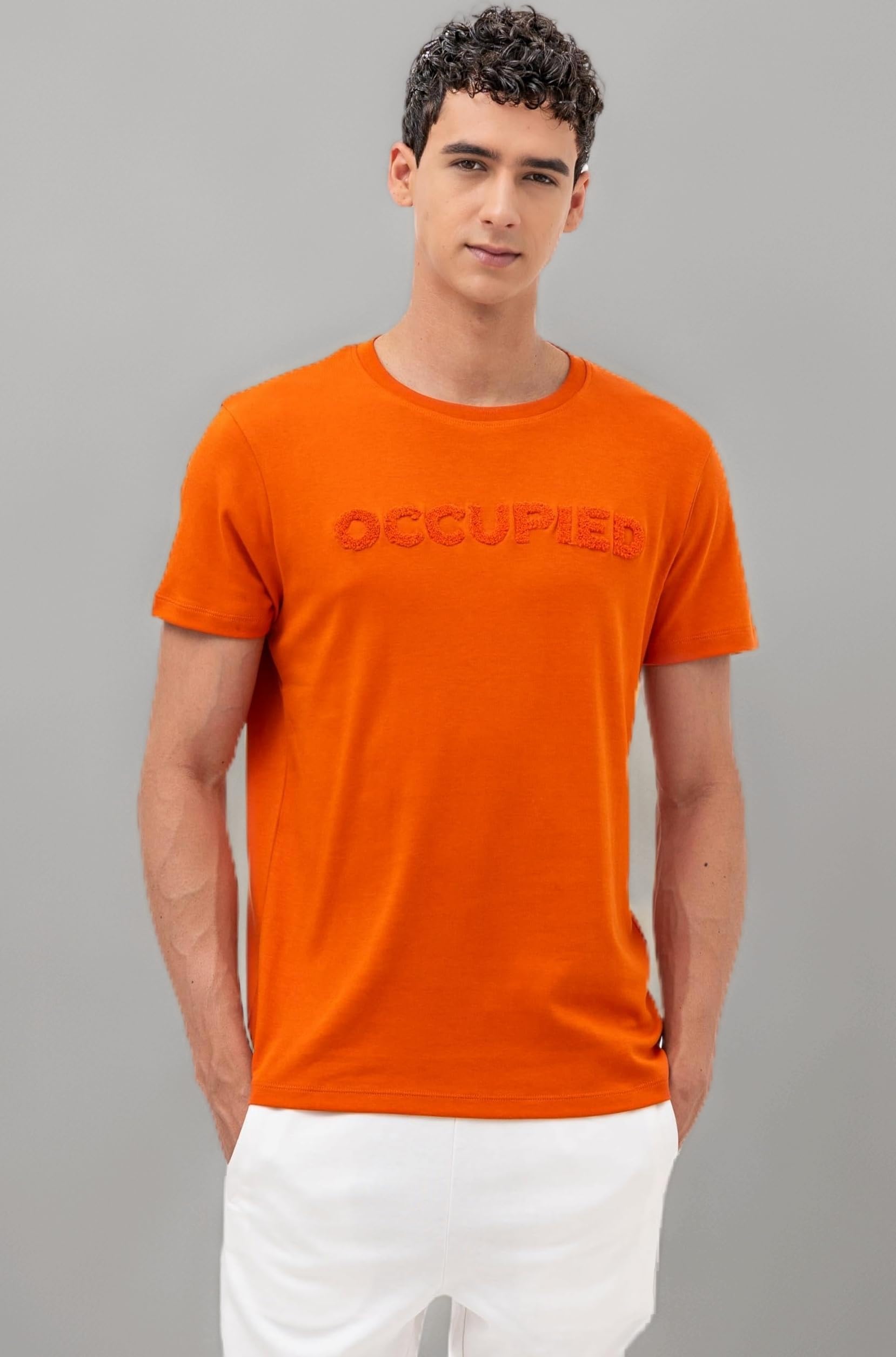 Occupied Men’s Solid Regular Fit Premium Breathable Cotton, All Day Comfort Half Sleeve Crew Neck Tshirt
