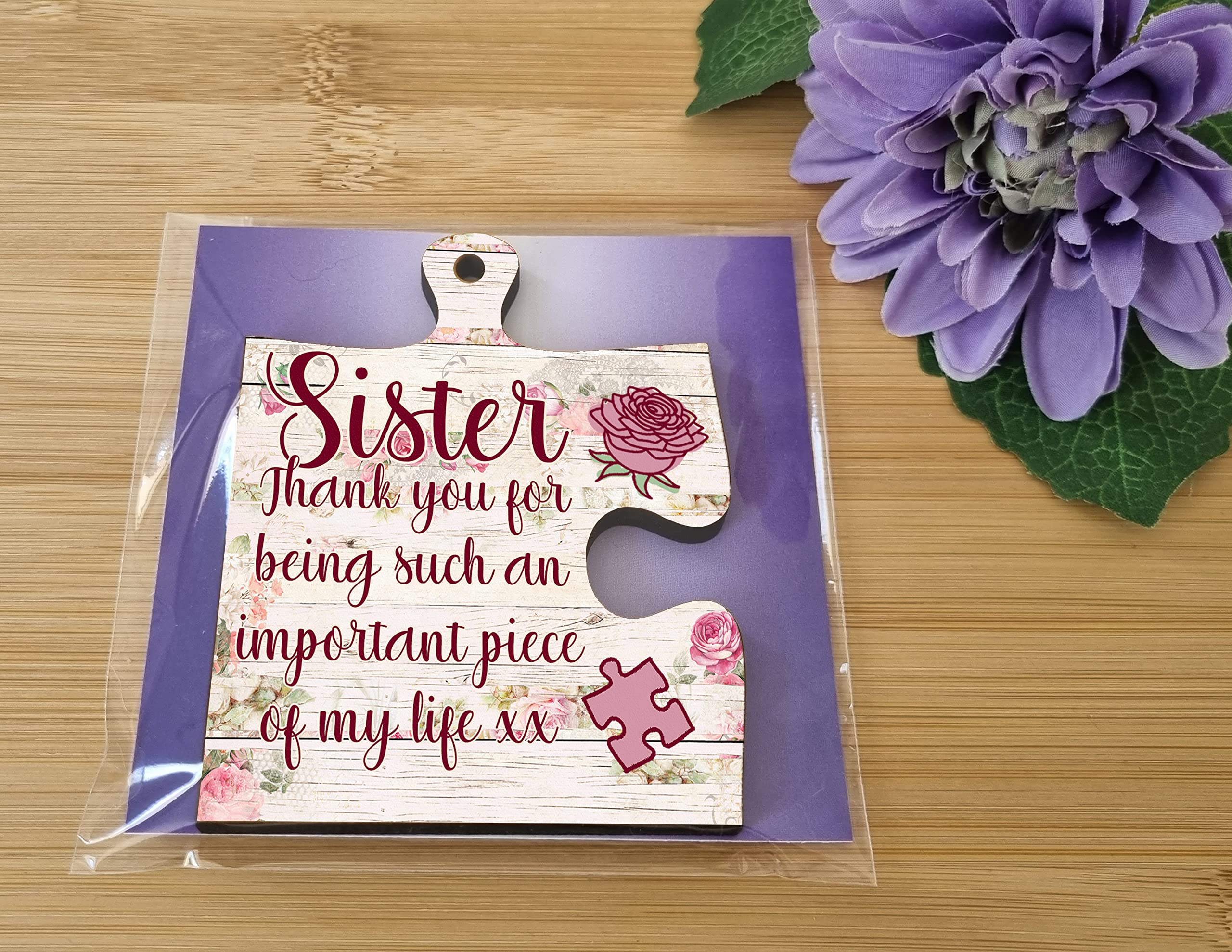 Sister Gift Thank You Important Piece of my Life Jigsaw Puzzle Shaped Decorative Hanging Plaque Sign Mother's Day Present - Image 3