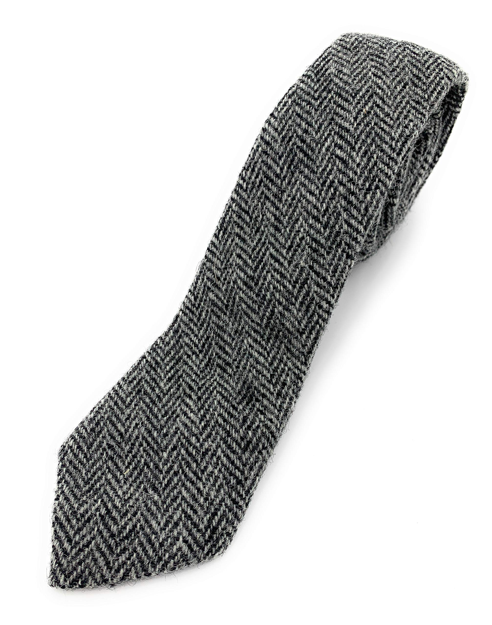 Tartan Tweeds Men's Grey Herringbone Harris Tweed Neck Tie (Grey Herringbone)