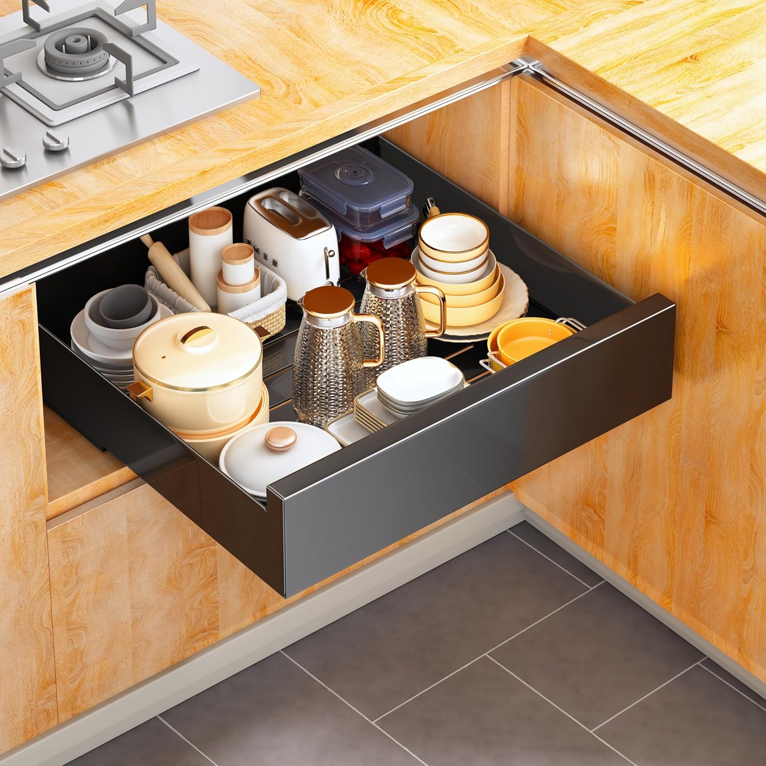 Pull Out Organizer Fixed With Adhesive Nano Film