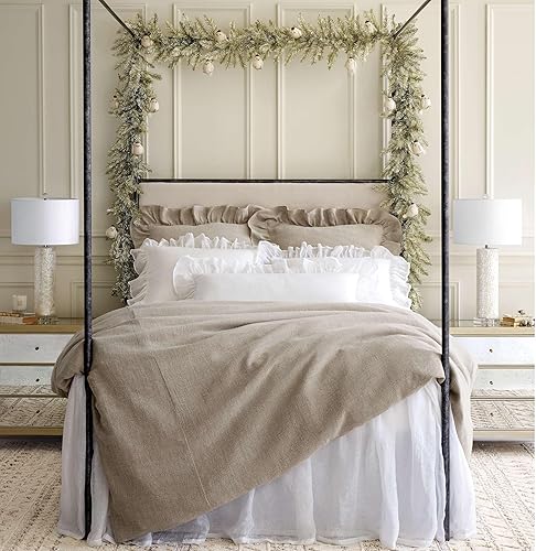 Miniatura 7 de Pine Cone Hill Savannah - Colcha de gasa de lino, tamaño King, patrón sólido blanco