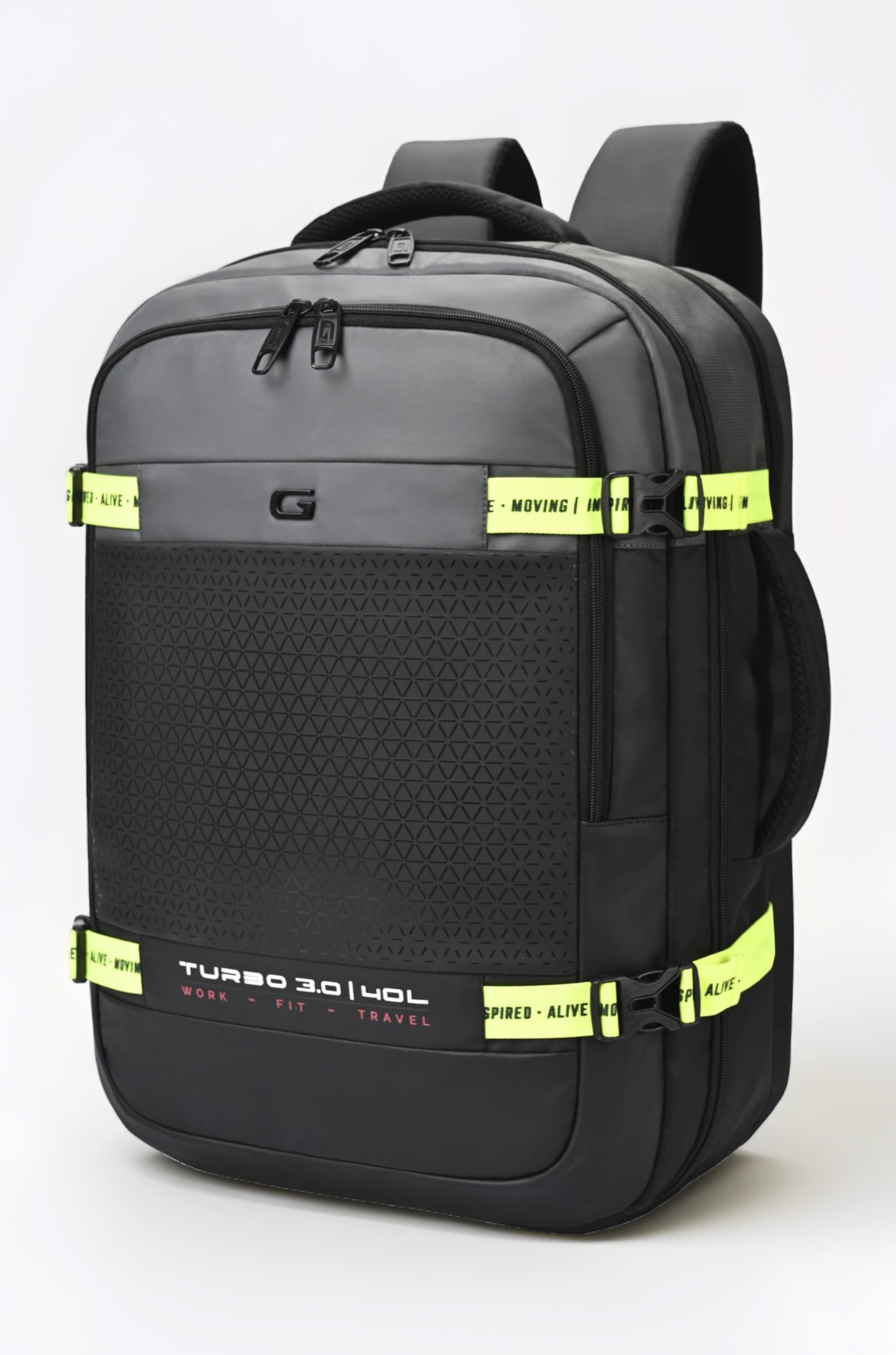 Backpack 40 Litres Black Grey Laptop Backpack TLPTURBO30104