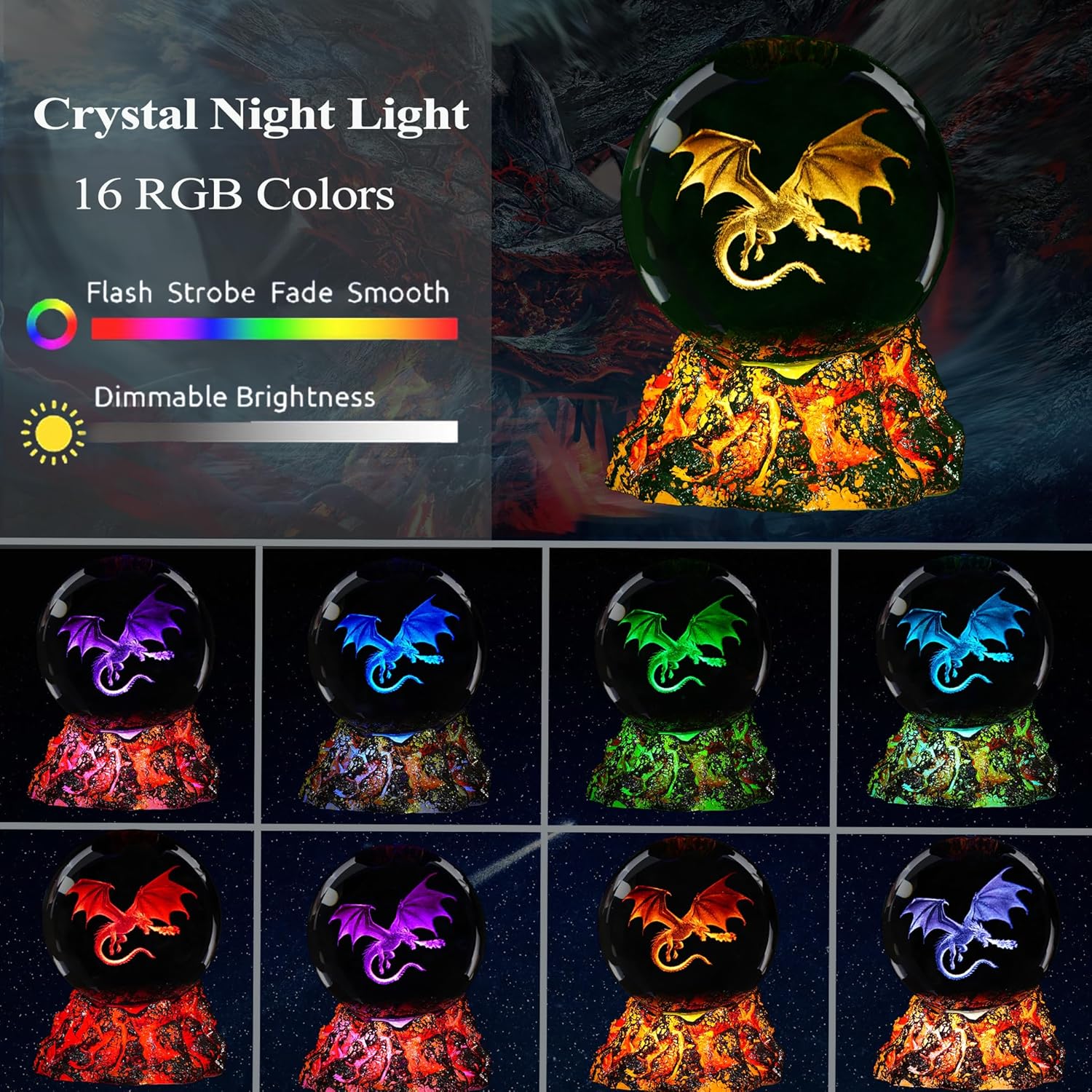 Dragon Gifts, Dragons Blanket and Crystal Ball Dragon Night Light, Theme Gifts and Decoration for Boys Kids