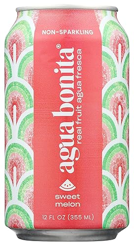 Agua Bonita Sweet Melon - Bebida de agua fresca de fruta real, no brillante, a base de plantas, vegana, sin gluten, 12 onzas líquidas (paquete de 12)