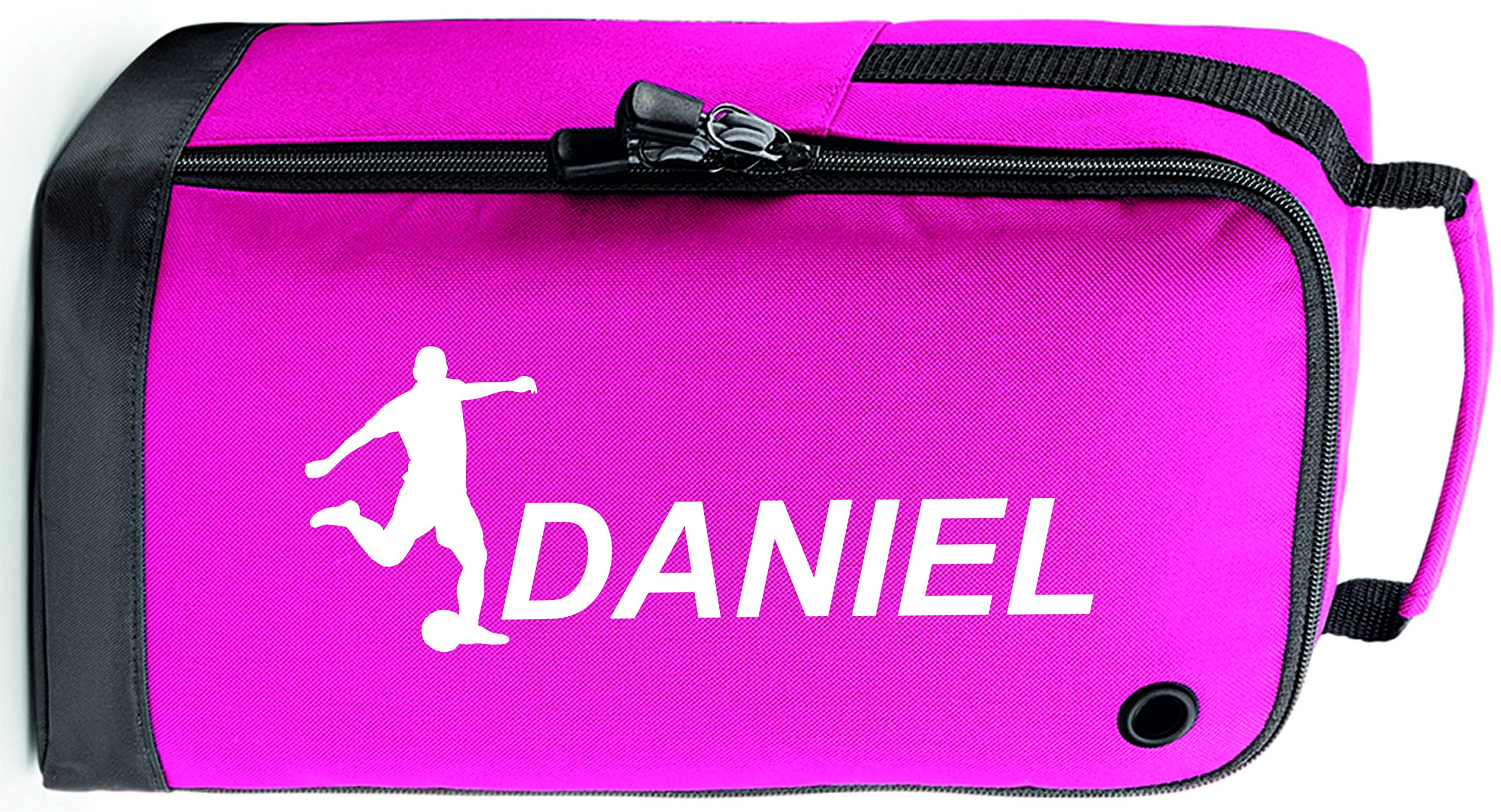 Children's Personalised Football Boot Bag by Prospo (Fuchsia Pink/White Print)