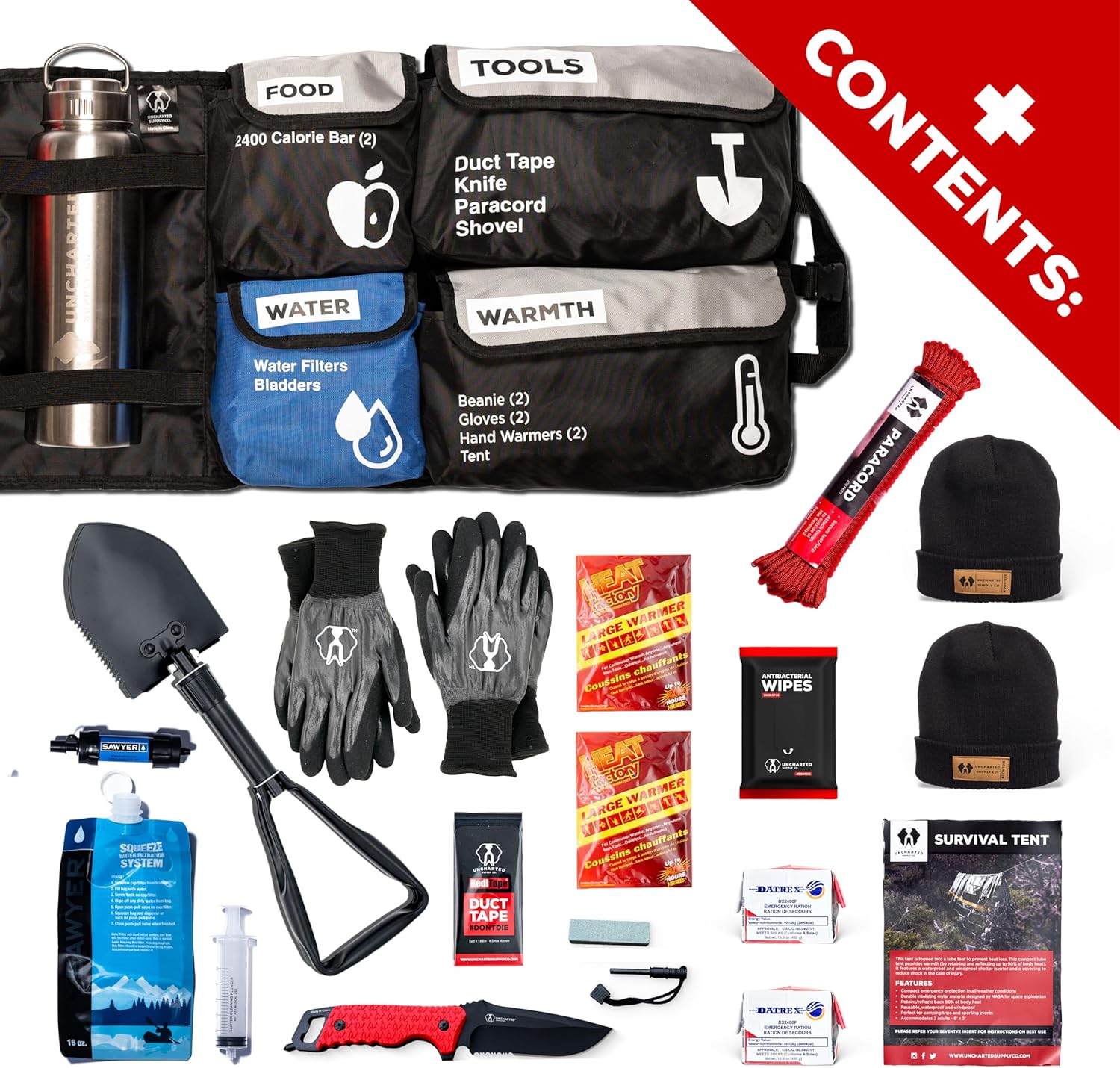 Uncharted Supply Co. The SEVENTY2® Pro 2-Person Survival System – 72 Hour Emergency Preparedness Kit with 60+ Tools for Home, Car, Camping, and Disaster Readiness – Durable Waterproof Go Bag - Image 9