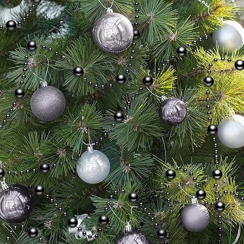 Miniatura 4 de Pangda Guirnalda de cuentas de árbol de Navidad de 65.6 pies, cadena de hilos de perlas de plástico para decoración de boda de Navidad (negro)