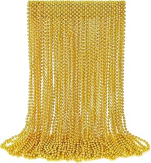 30PCS Mardi Gras Beads, Gold Bead Necklaces Decorations Stuff, 33