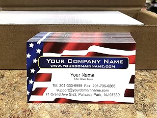 Custom Business cards, 500 Full color - American Flag -US Flag front-White back (129 lbs. 350gsm-Thick paper),Us flag, Patriot card - Made in The USA - coolthings.us