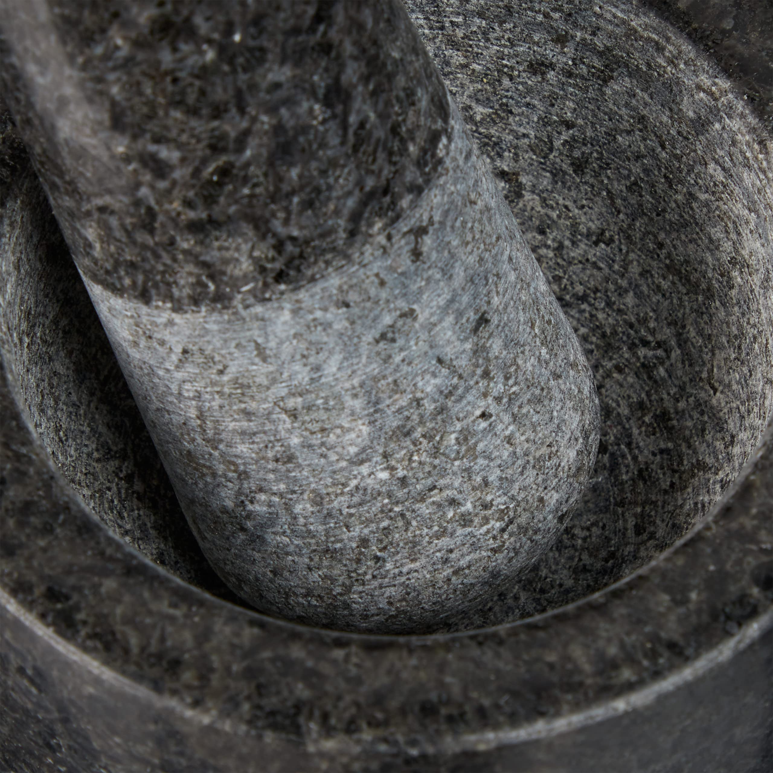 Relaxdays Mortero Granito con Mano, Resistente, Duradero, Especias, Hierbas, Moledor Piedra Pulida, 8,5cm Ø, 100ml, Gris