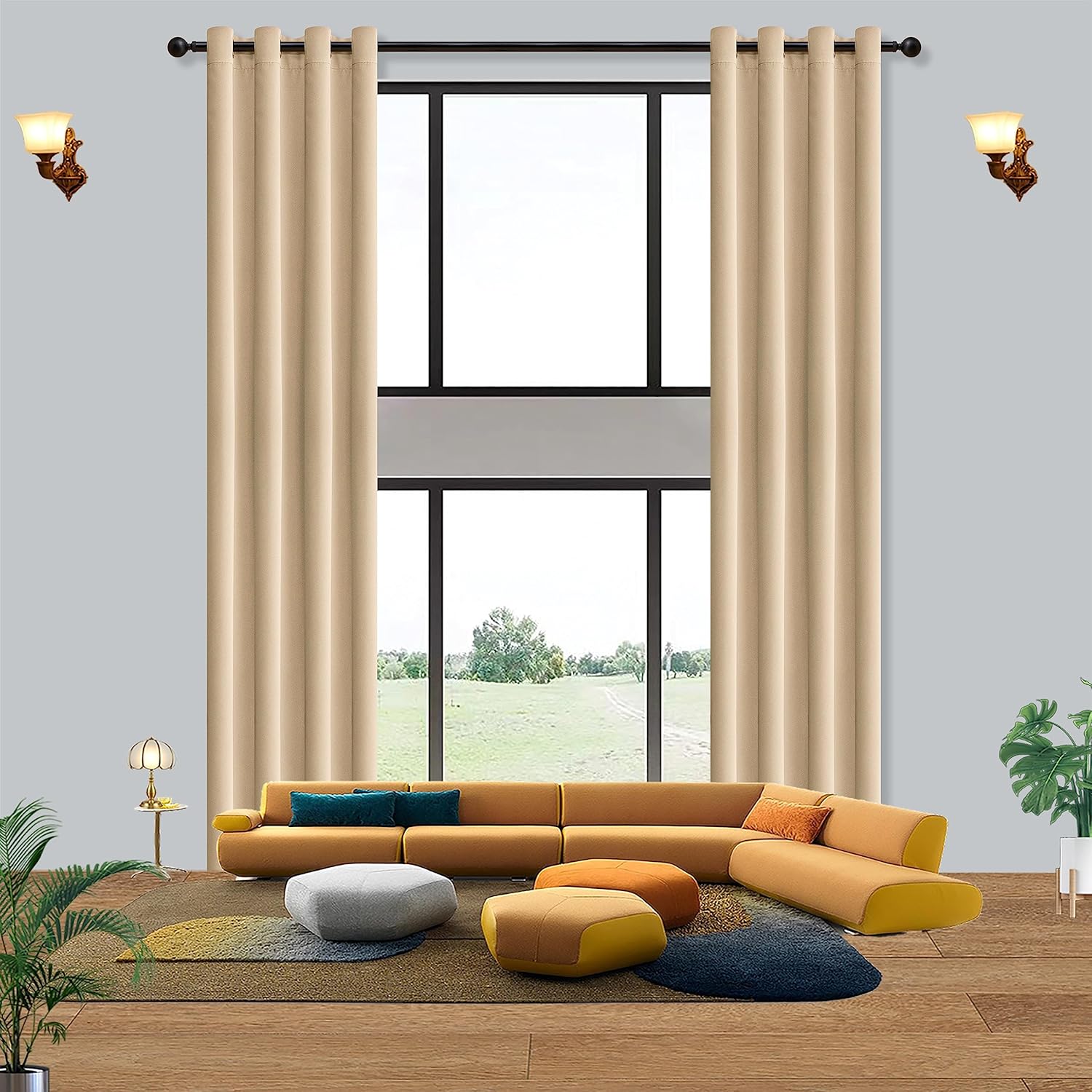 Qiseca Extra Long Curtains High Ceiling Drapes 20Ft for Living Room, Tall Windows Custom Made 2 Story Blackout Curtains for High Living Room Bedroom Loft Theater W52xL240 Inches Long 1 Panel, Beige