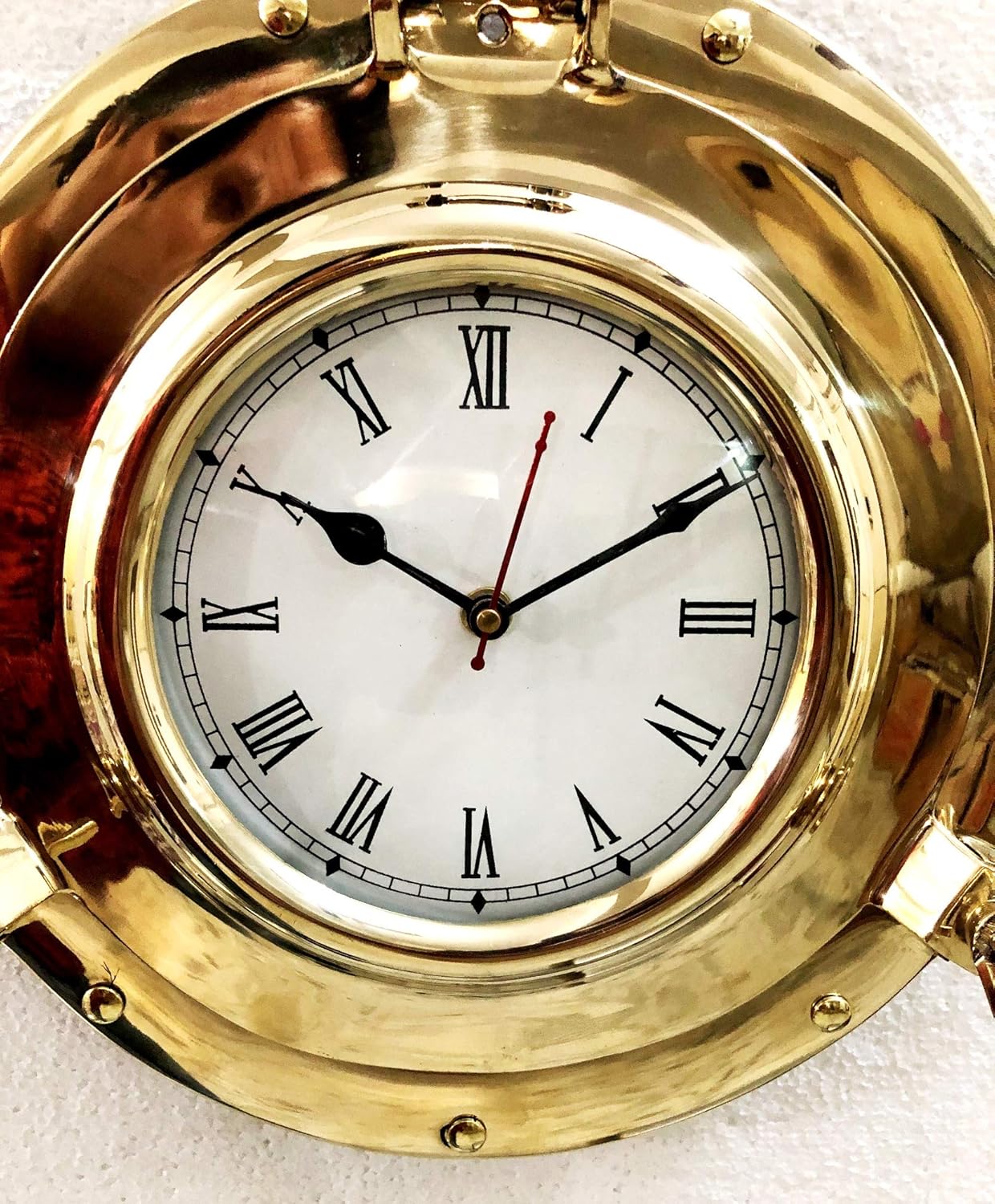 Antique Marine Solid Shiny Brass Ship Porthole Analog Clock Nautical Wall Hanging Clock Home Decor