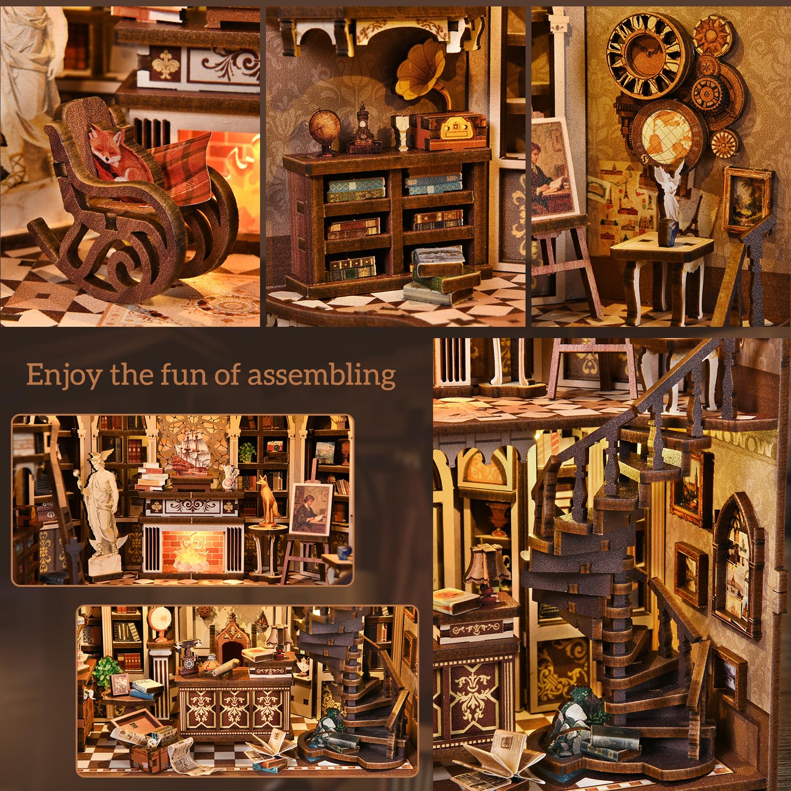 Spilay Book Nook, Reisebuchhandlung DIY Miniature House | Mit LED, 3D-Puzzle, Bücherregal- & Schreibtischdeko, Miniatur-Diorama, DIY-Bastelset für Erwachsene, Geschenk