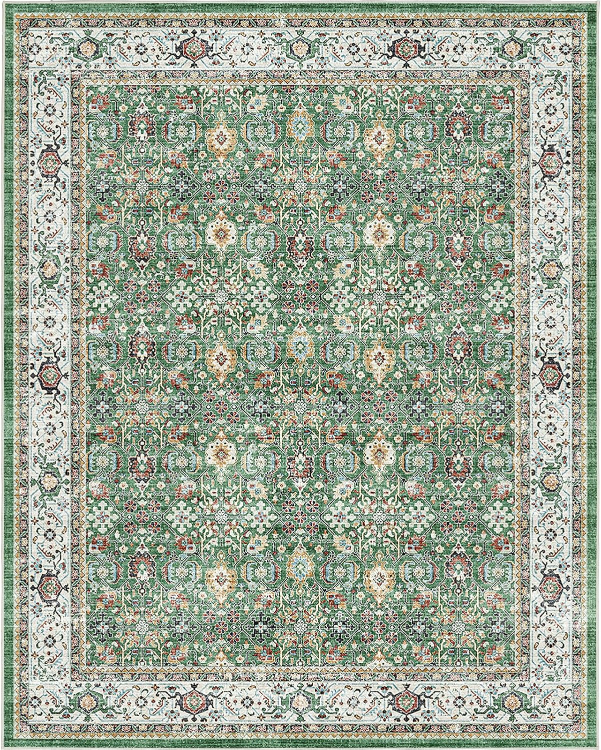 befbee 8x10 Area Rugs for Living Room- Ultra-Thin Stain Resistant Washable Rug, Non-Slip Backing Rugs, Large Room Decor Area Rug (Grass Green,8'x10')
