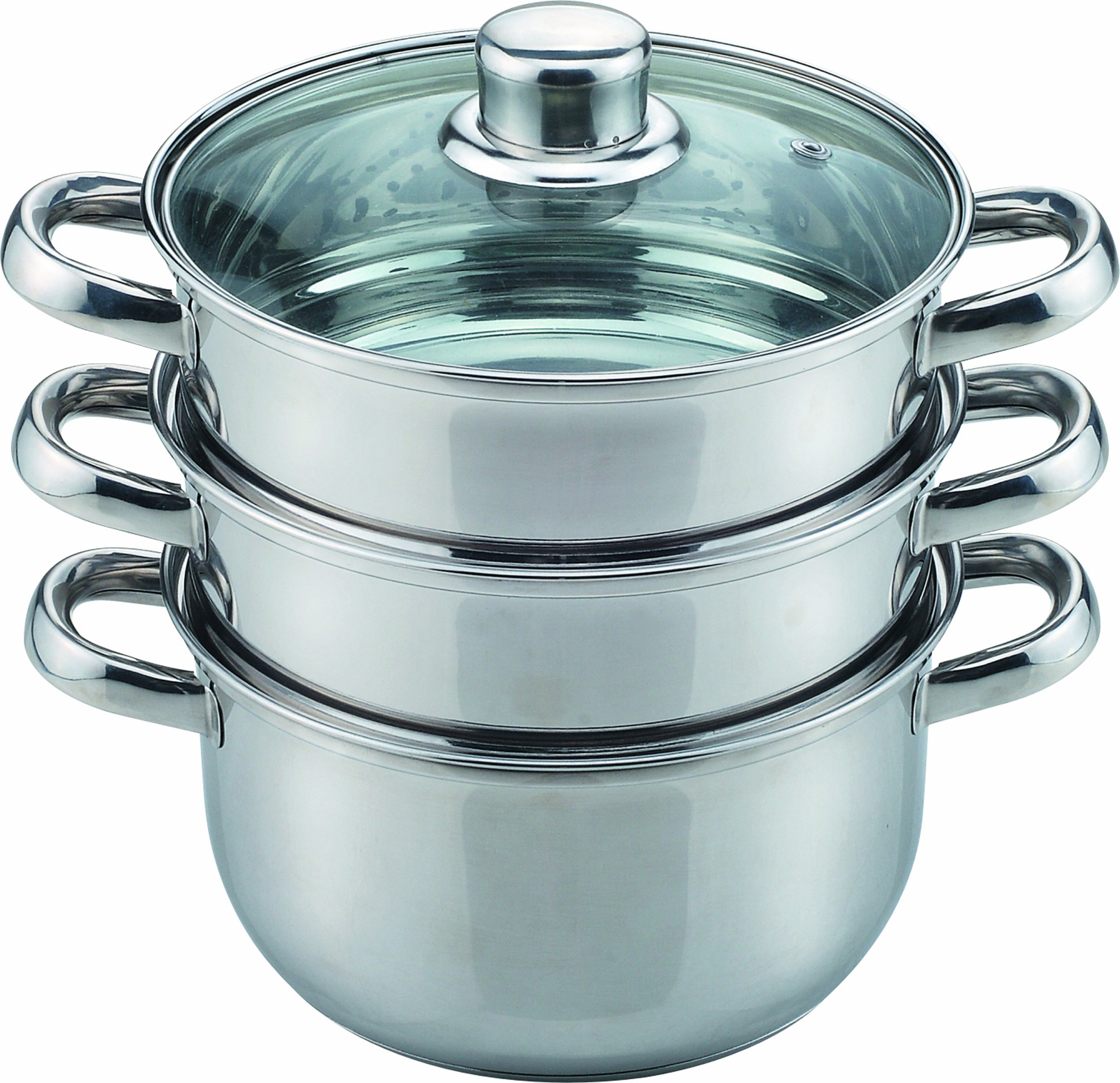 Sabichi 18 cm Essential 3-Tier Steamer with Tempered Glass Lid