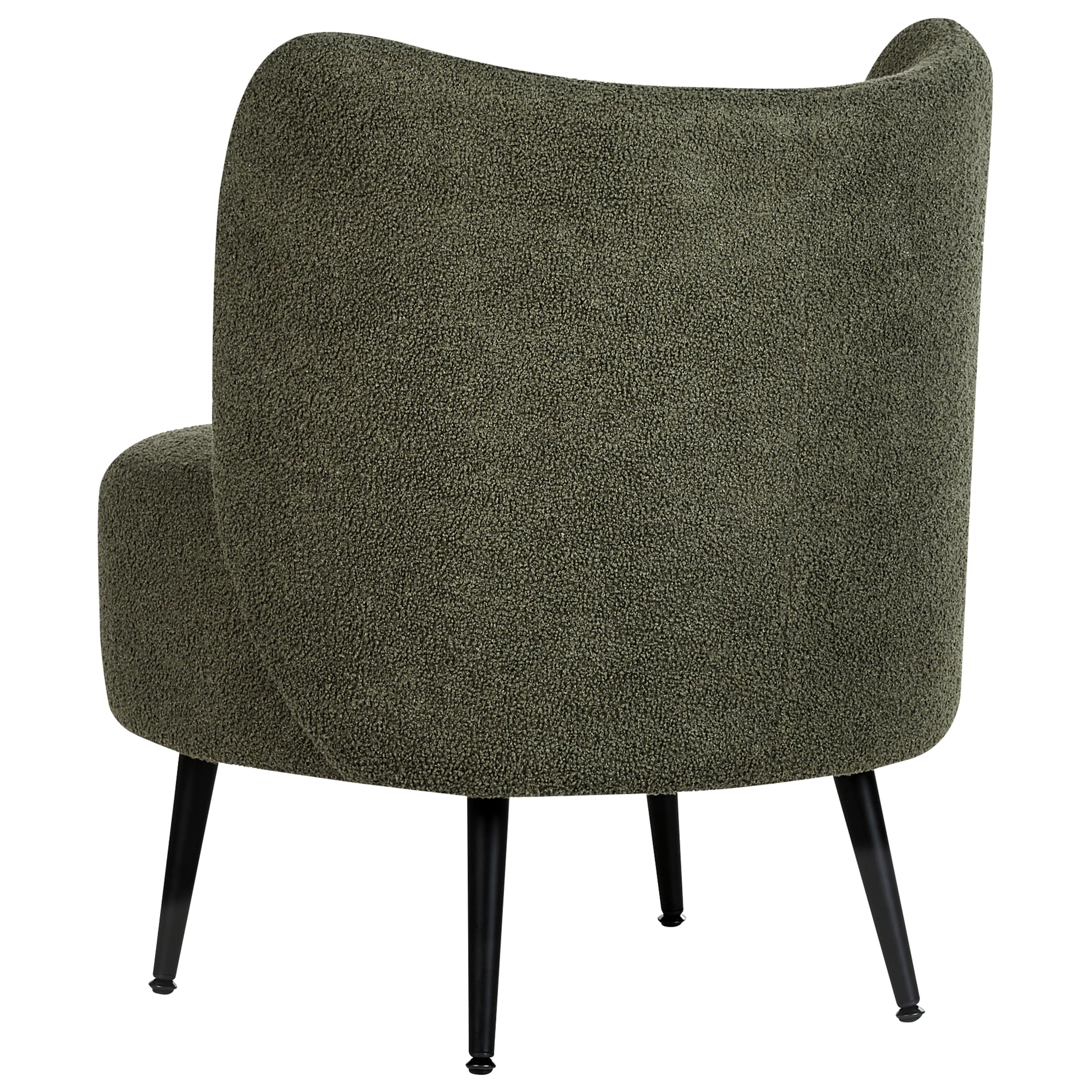 Beliani Wohnzimmer Sessel Gebogene Rückenlehne Glam Design Boucle Polsterung Schwarze Beine Dunkelgrün Otsby