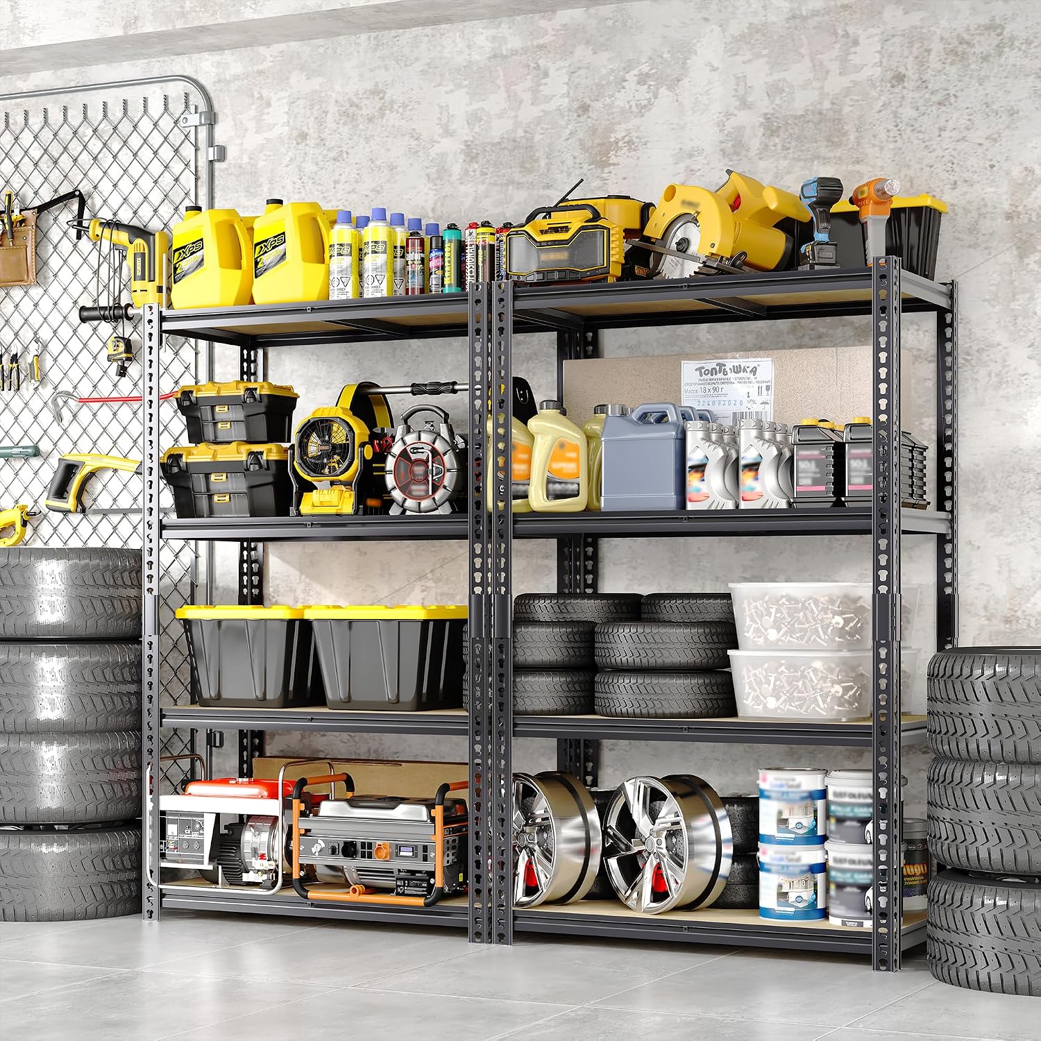 GAOMON 60" H Heavy Duty Shelving Units, 4 Tier Garage Metal Storage Shelves, 2000LBS Capacity Steel Black Shelf Rack Adjustable for Home Kitchen Warehouse Pantry, 60" H x 40" W x 20" D
