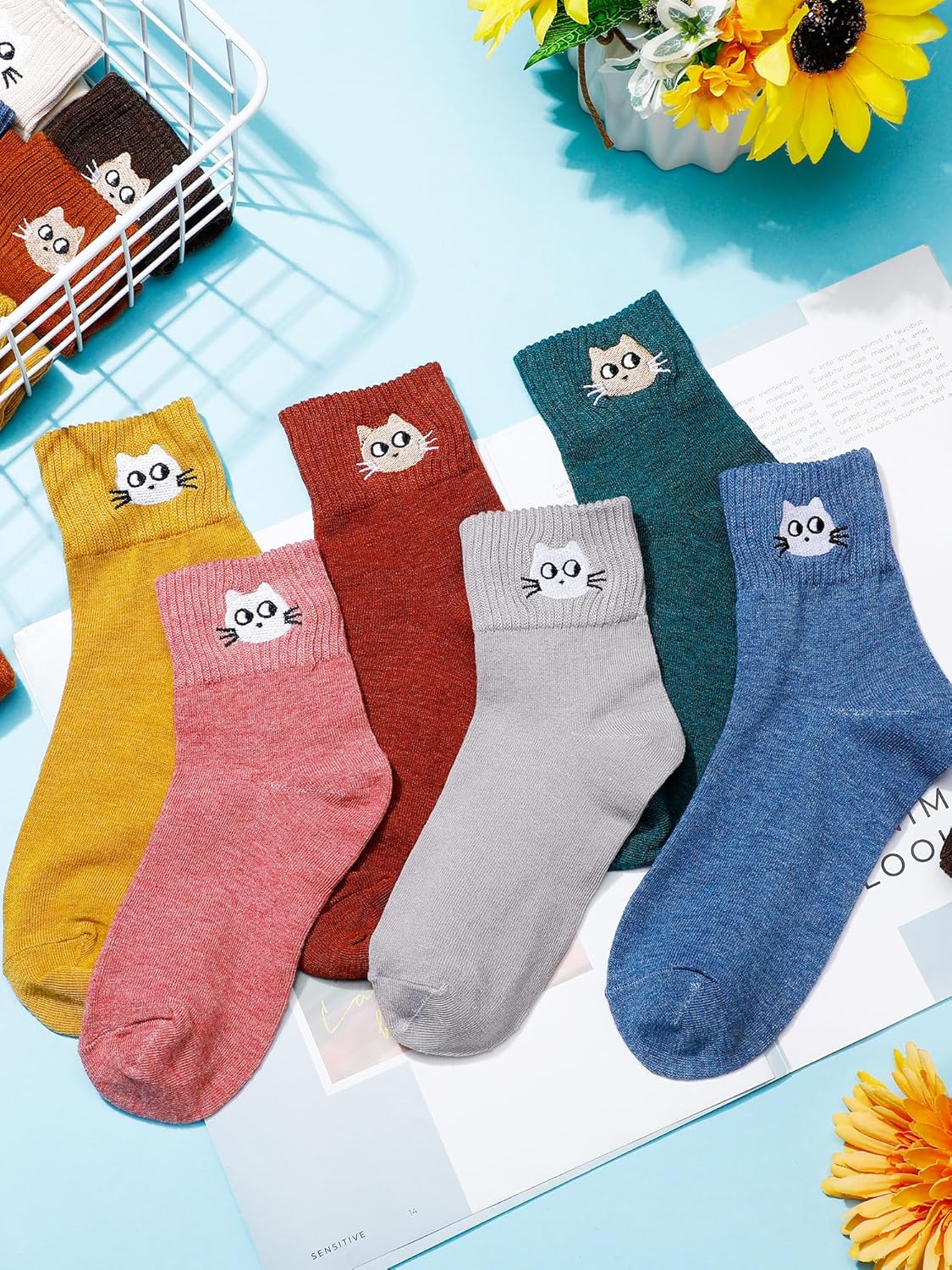 Eurzom 10 Pairs Socks Womens Crew Elastic Ankle Length Cotton Socks Aesthetic Cute Lightweight Low Cut Gifts for Women - Image 6