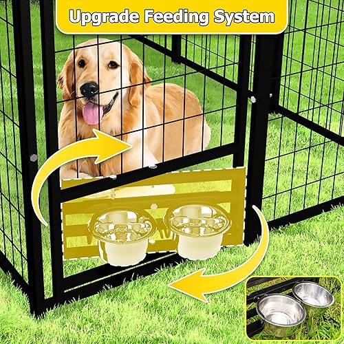 Miniatura 9 de Perrera grande para perros al aire libre, corren para perros, valla de metal con cubierta de techo, color negro (6 pies de largo x 4 pies de ancho x