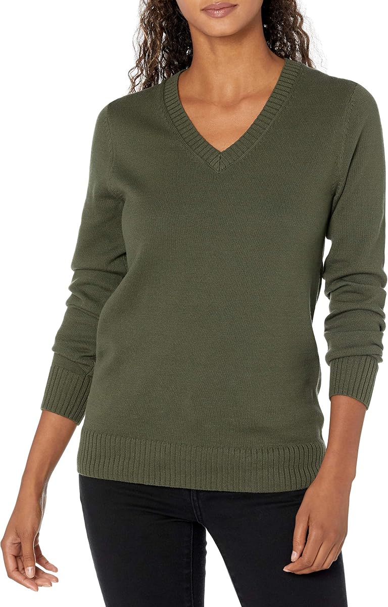 Women's Lightweight Long-Sleeve V-Neck Cotton Sweater