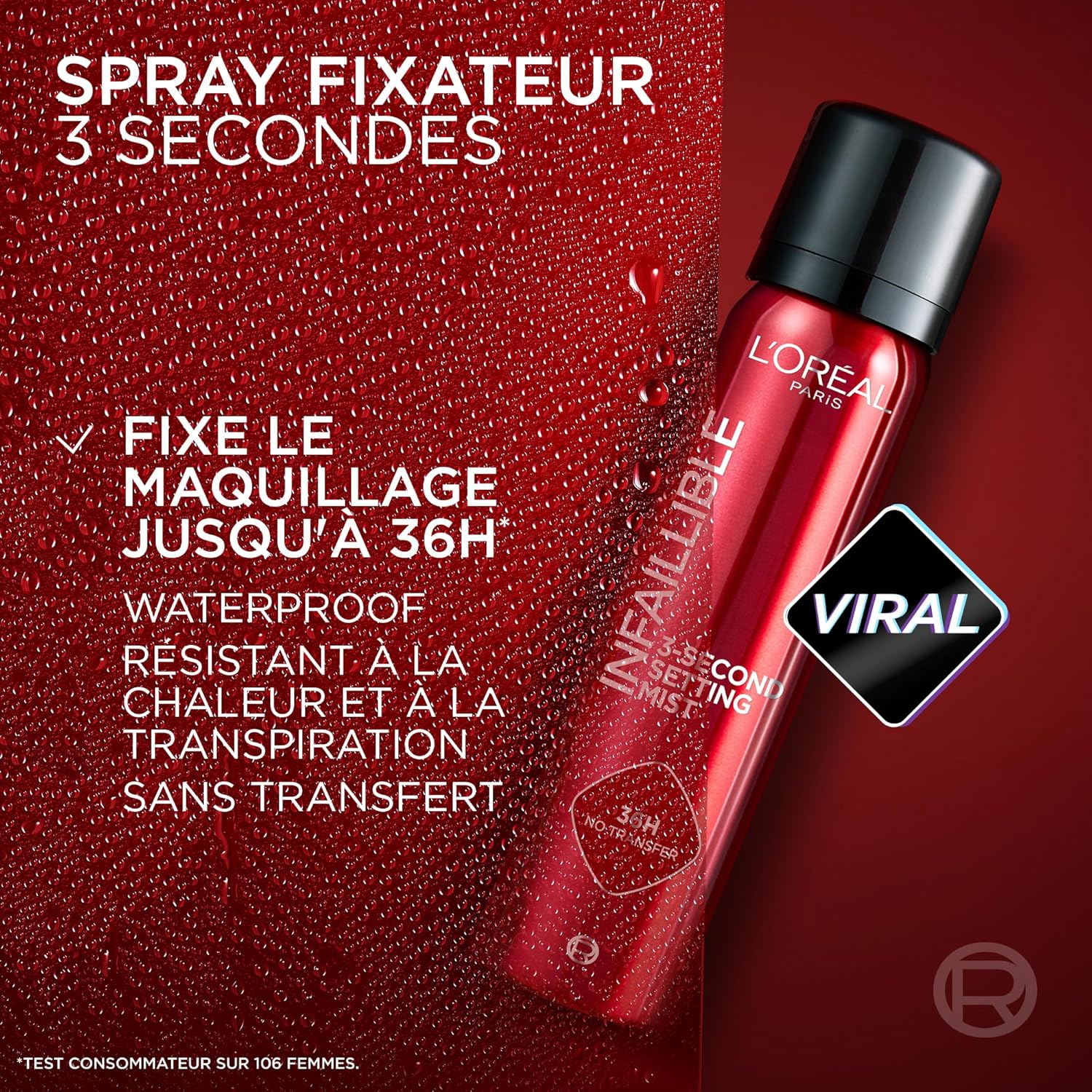 Vue détaillée : Découvrez le spray fixateur formule légère non collante 2026 : votre maquillage tient jusqu'à 36h sans transfert !